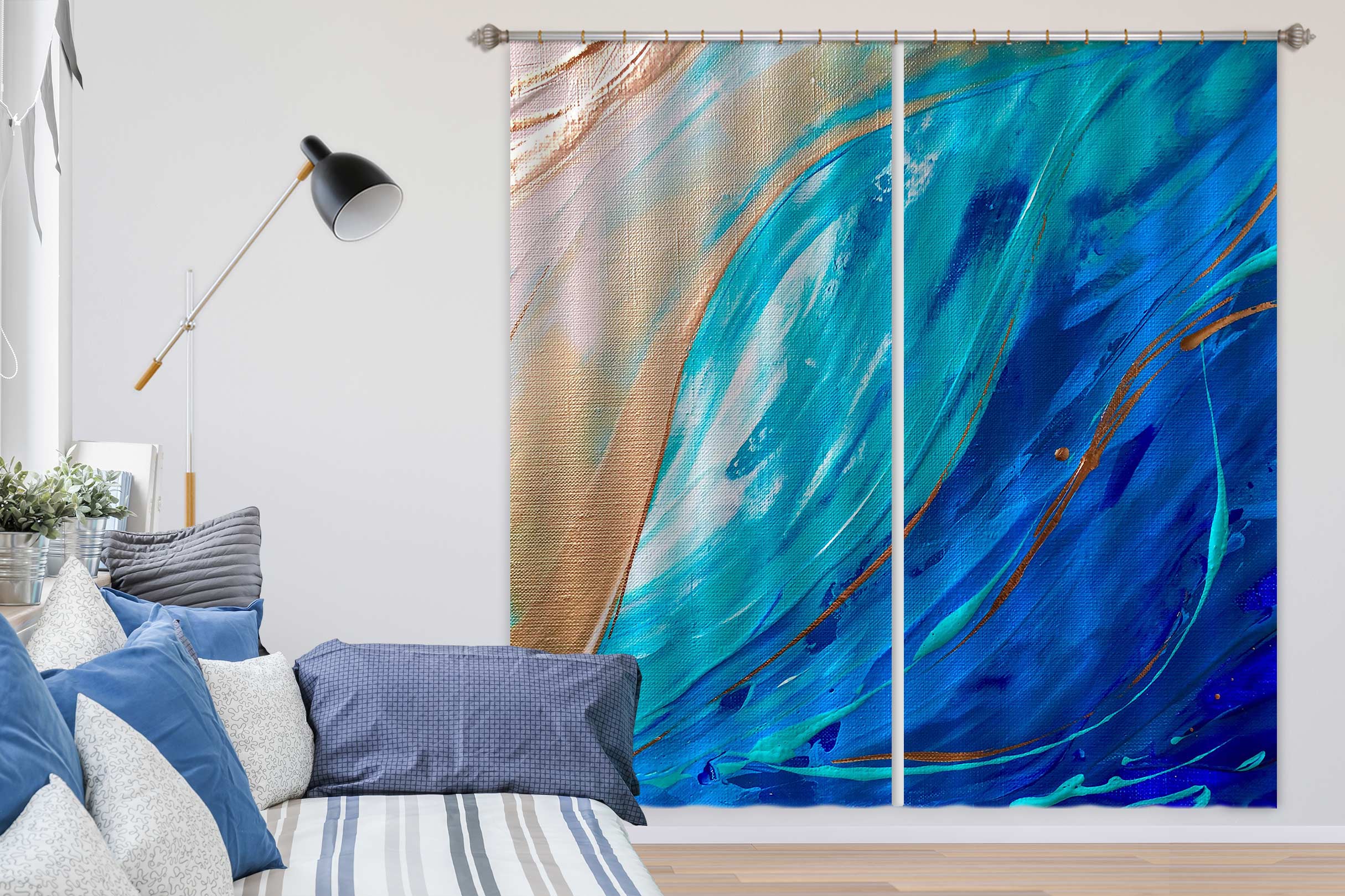 3D Blue Painting 344 Skromova Marina Curtain Curtains Drapes