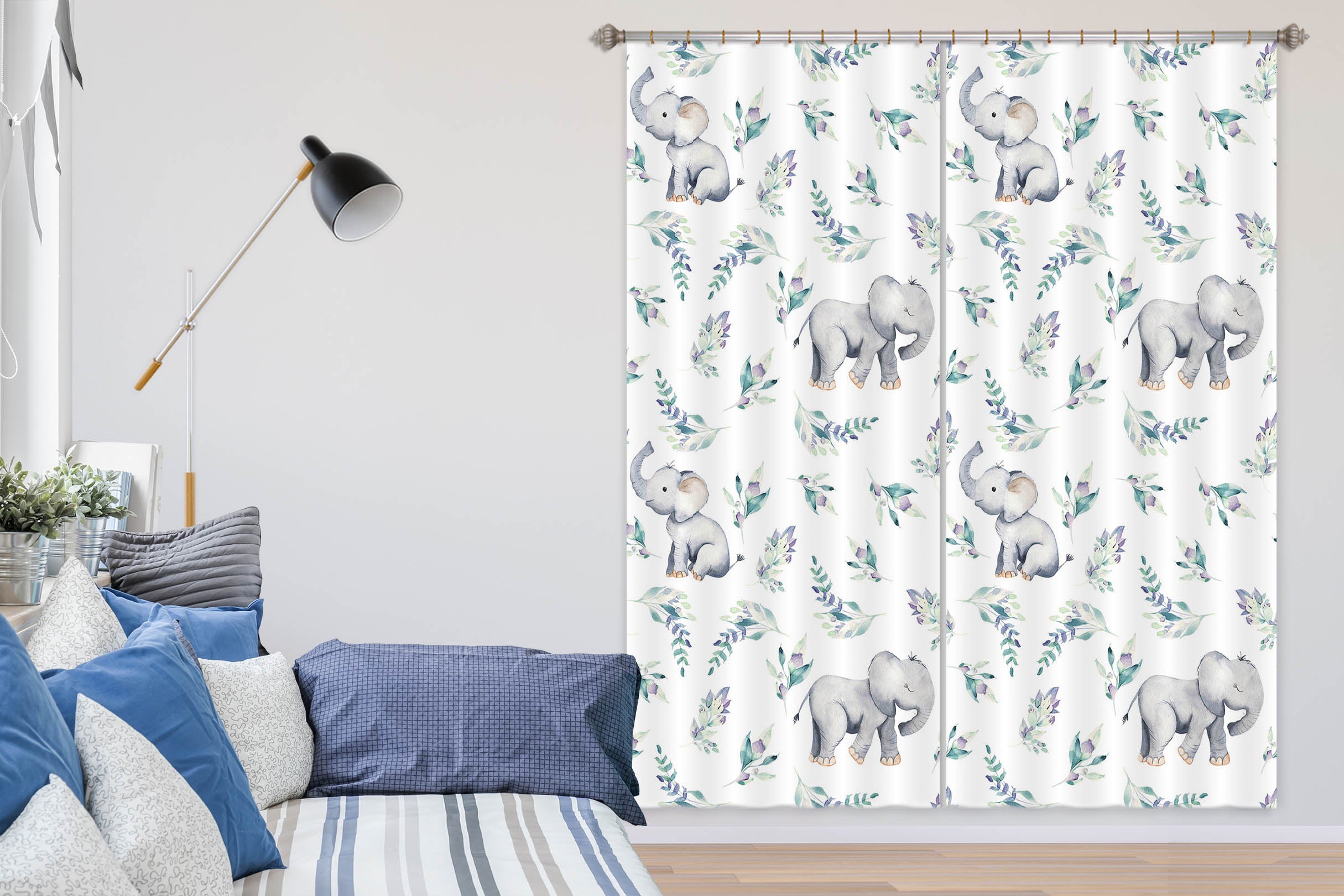 3D Cute Elephant 135 Uta Naumann Curtain Curtains Drapes