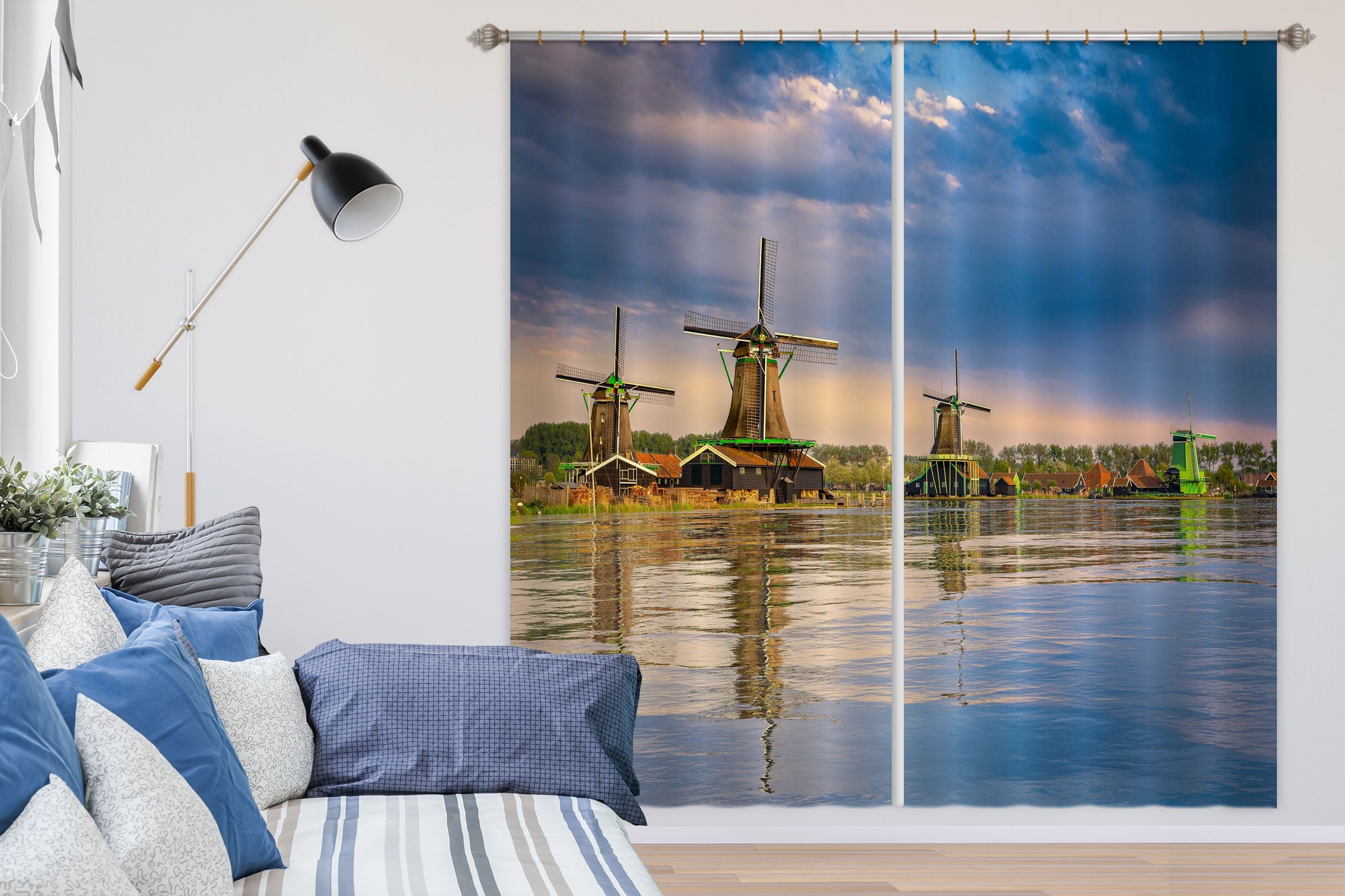 3D Lake Windmill 072 Marco Carmassi Curtain Curtains Drapes