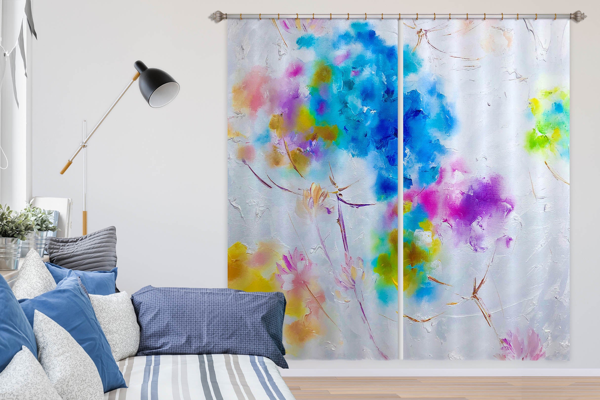 3D Watercolor Flowers 2400 Skromova Marina Curtain Curtains Drapes