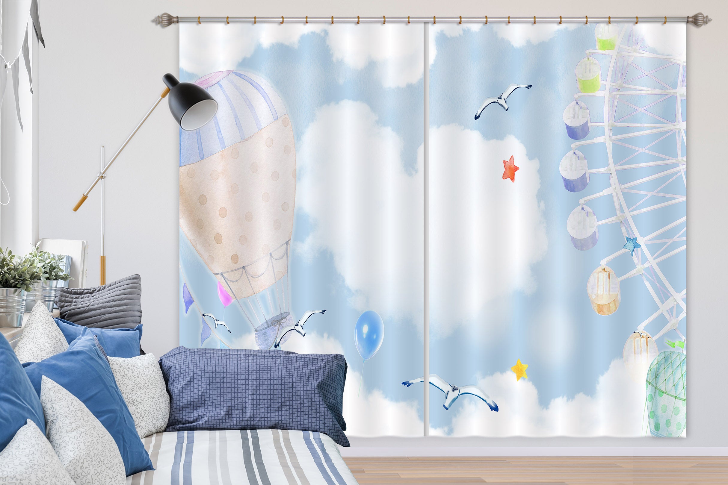 3D Color Ferris Wheel 746 Curtains Drapes