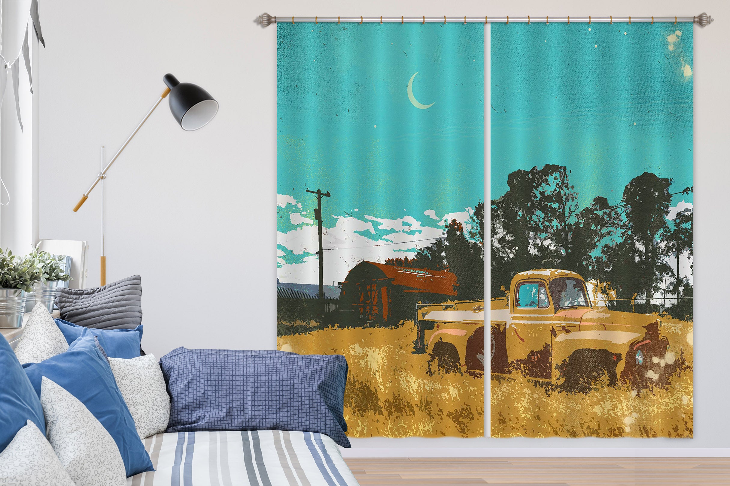 3D Prairie Car 043 Showdeer Curtain Curtains Drapes