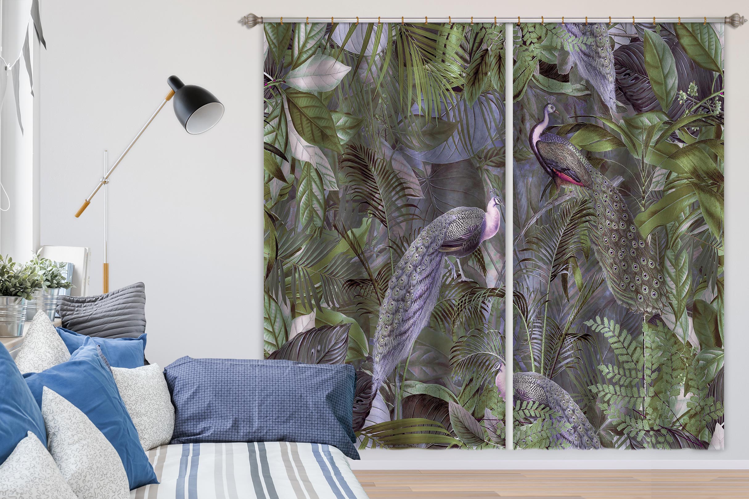 3D Purple Peacock 015 Andrea haase Curtain Curtains Drapes