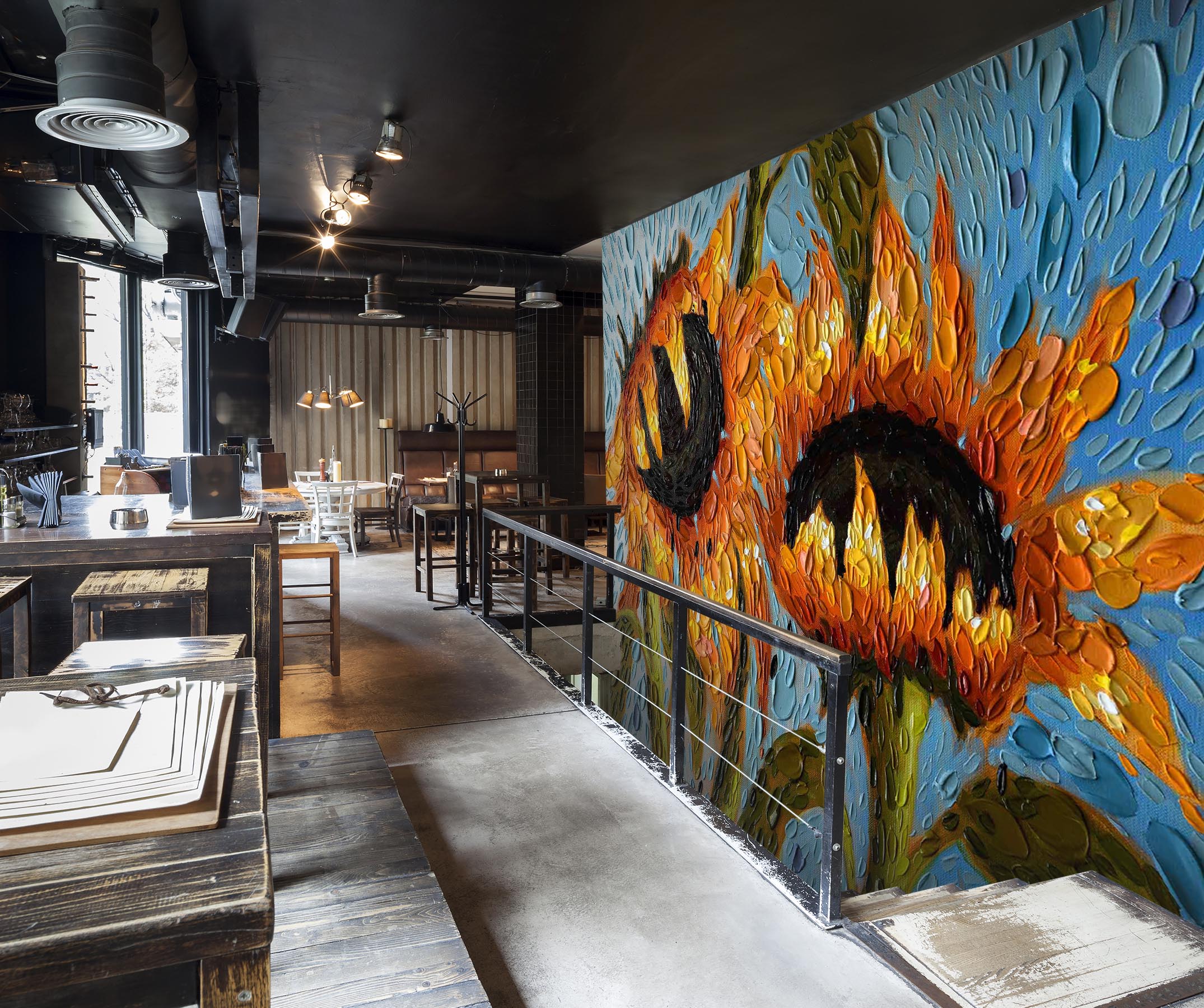 3D Serenity Sunflowers 1414 Dena Tollefson Wall Mural Wall Murals