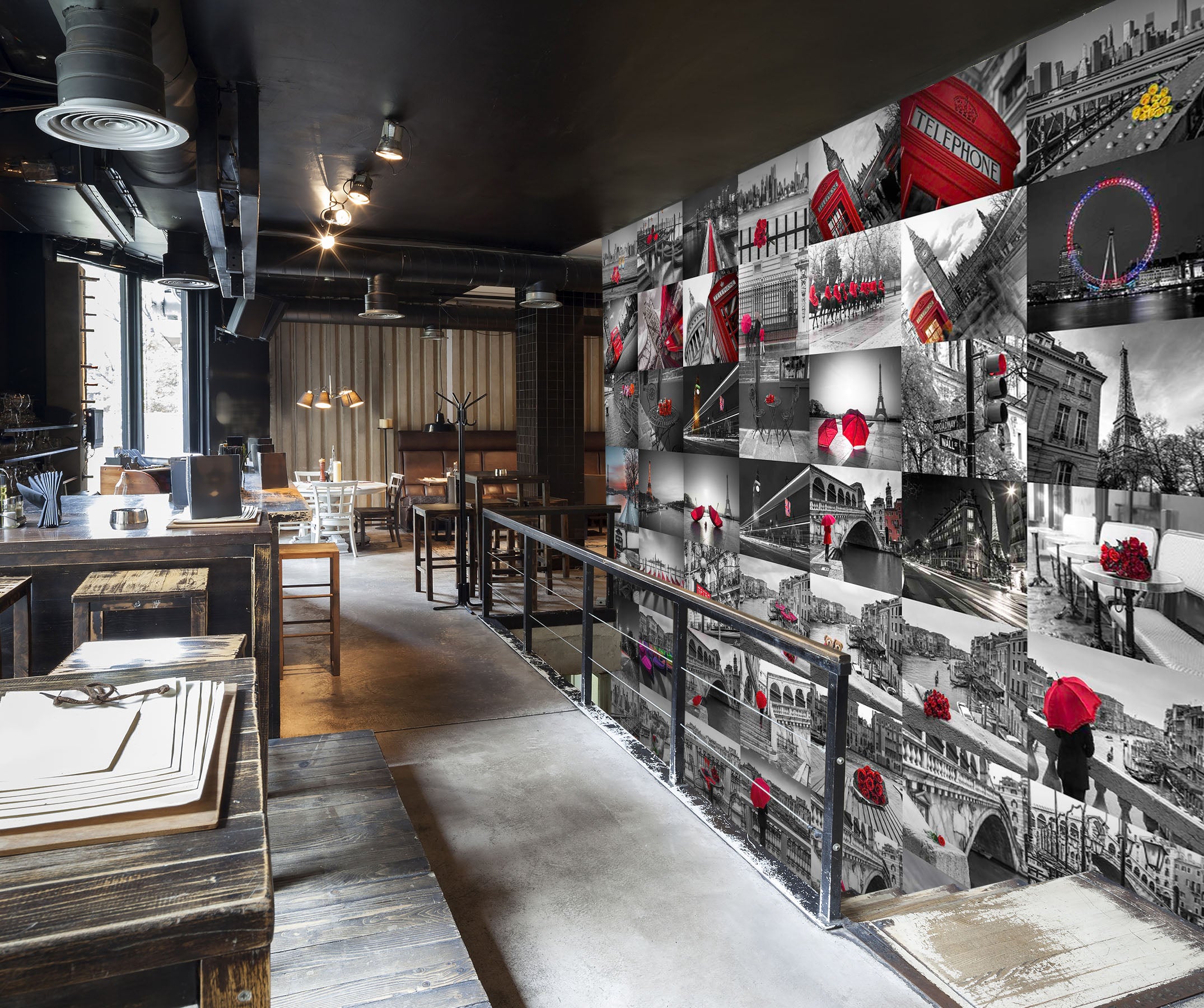 3D Red Umbrella 1401 Assaf Frank Wall Mural Wall Murals