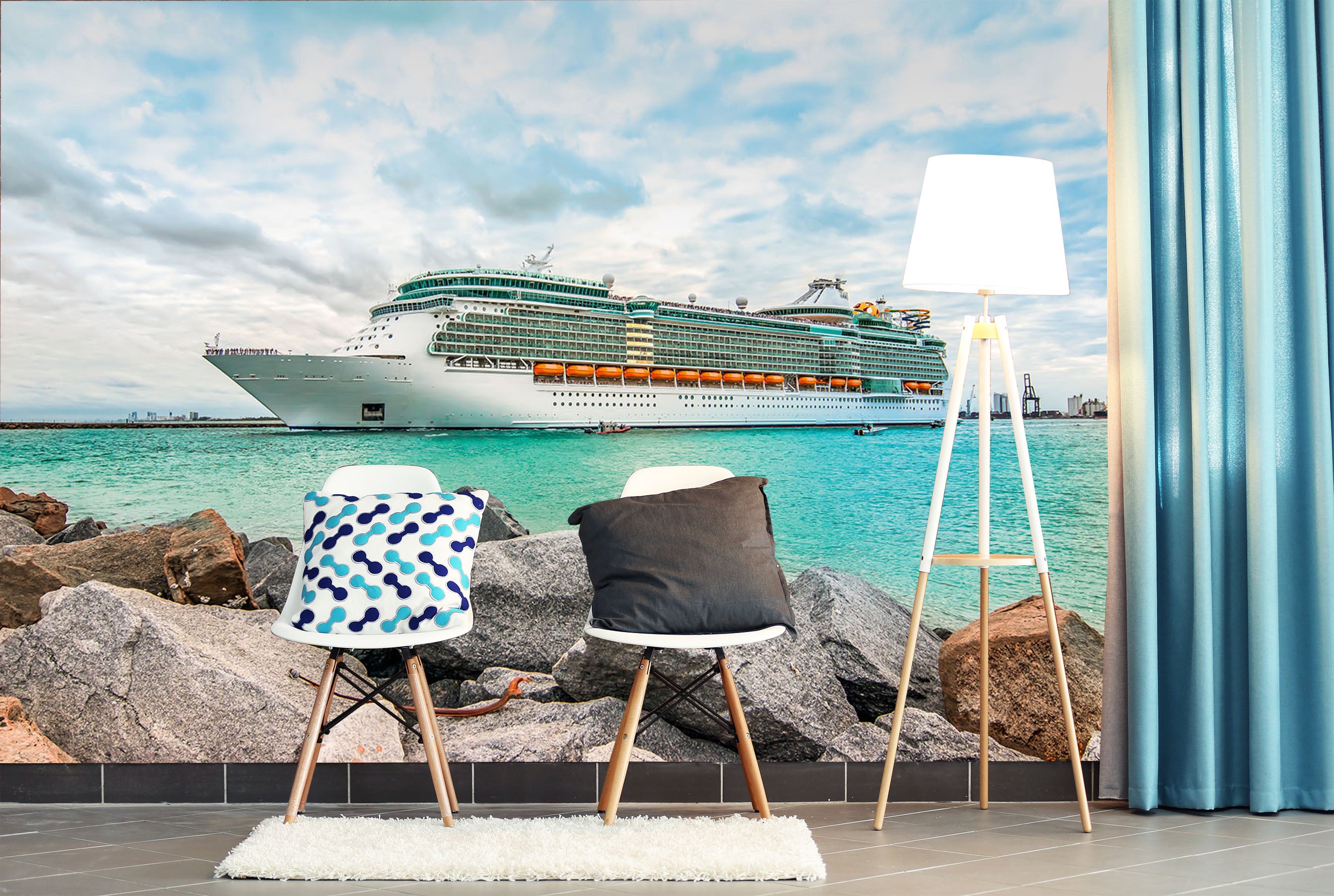 3D Cruise Ship Sea 243 Vehicle Wall Murals