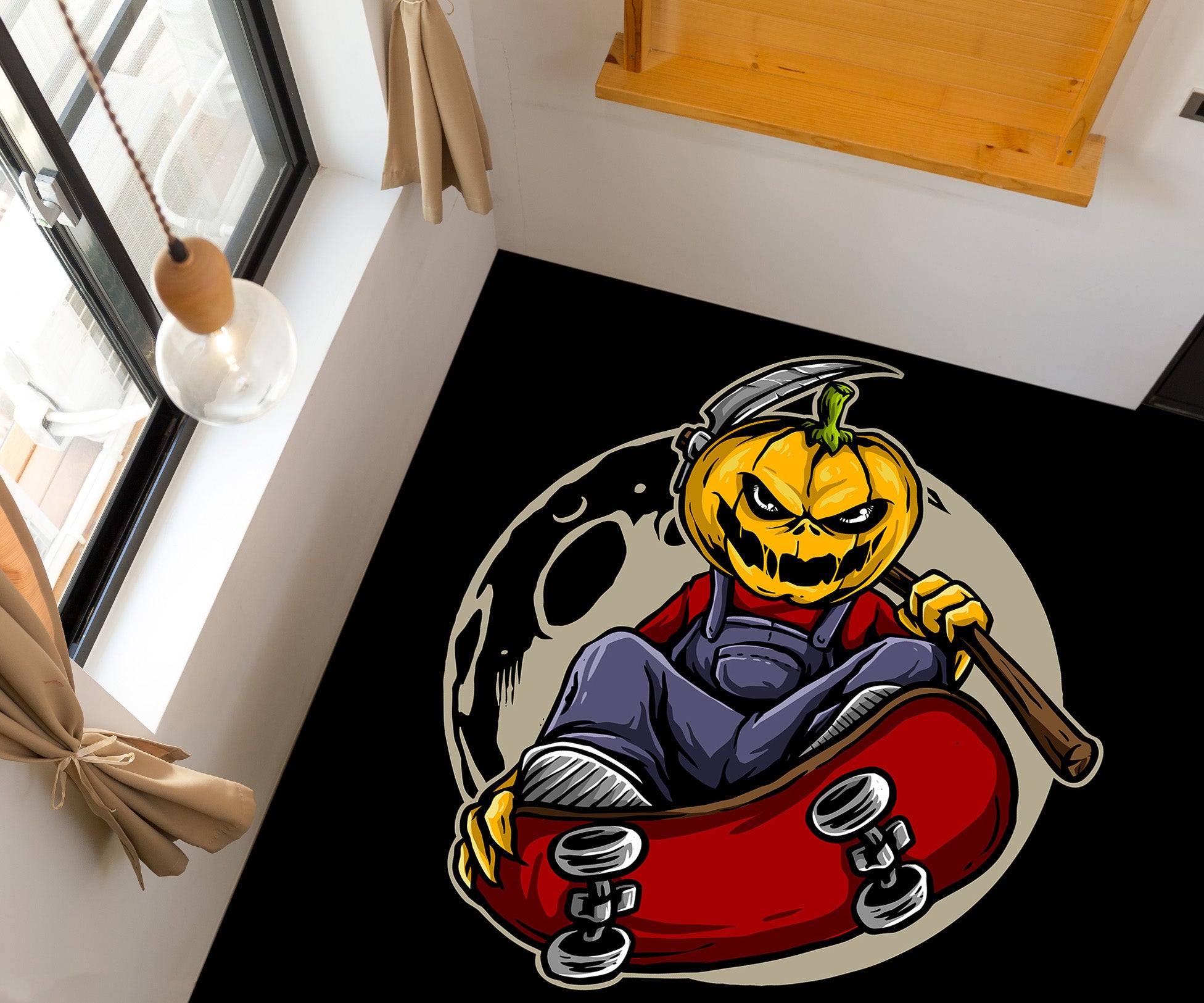 3D Halloween Pumpkin 002 Floor Mural  Self-Adhesive Sticker Bathroom Non-slip Waterproof Flooring Murals