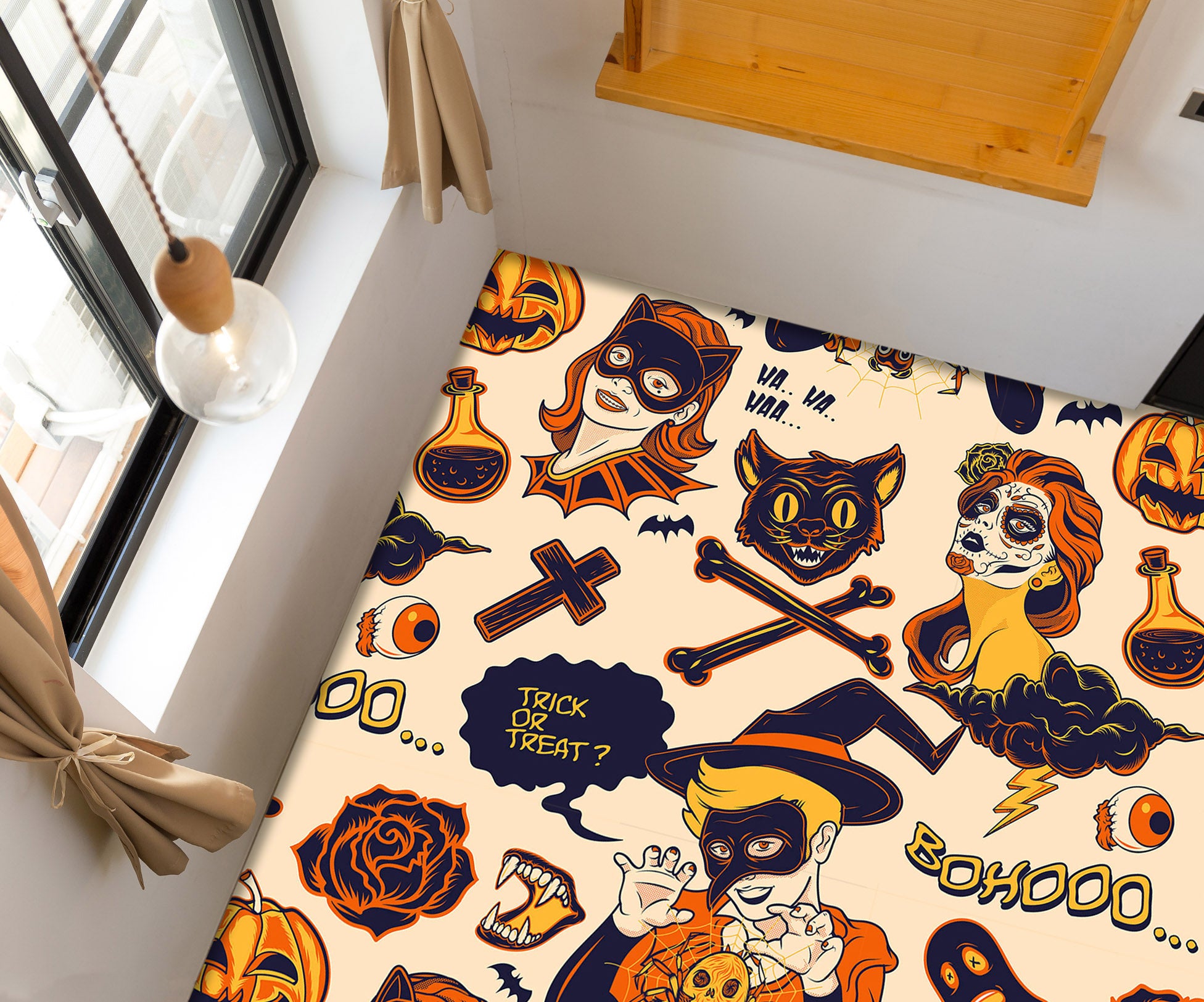 3D Halloween Fun 009 Floor Mural  Self-Adhesive Sticker Bathroom Non-slip Waterproof Flooring Murals
