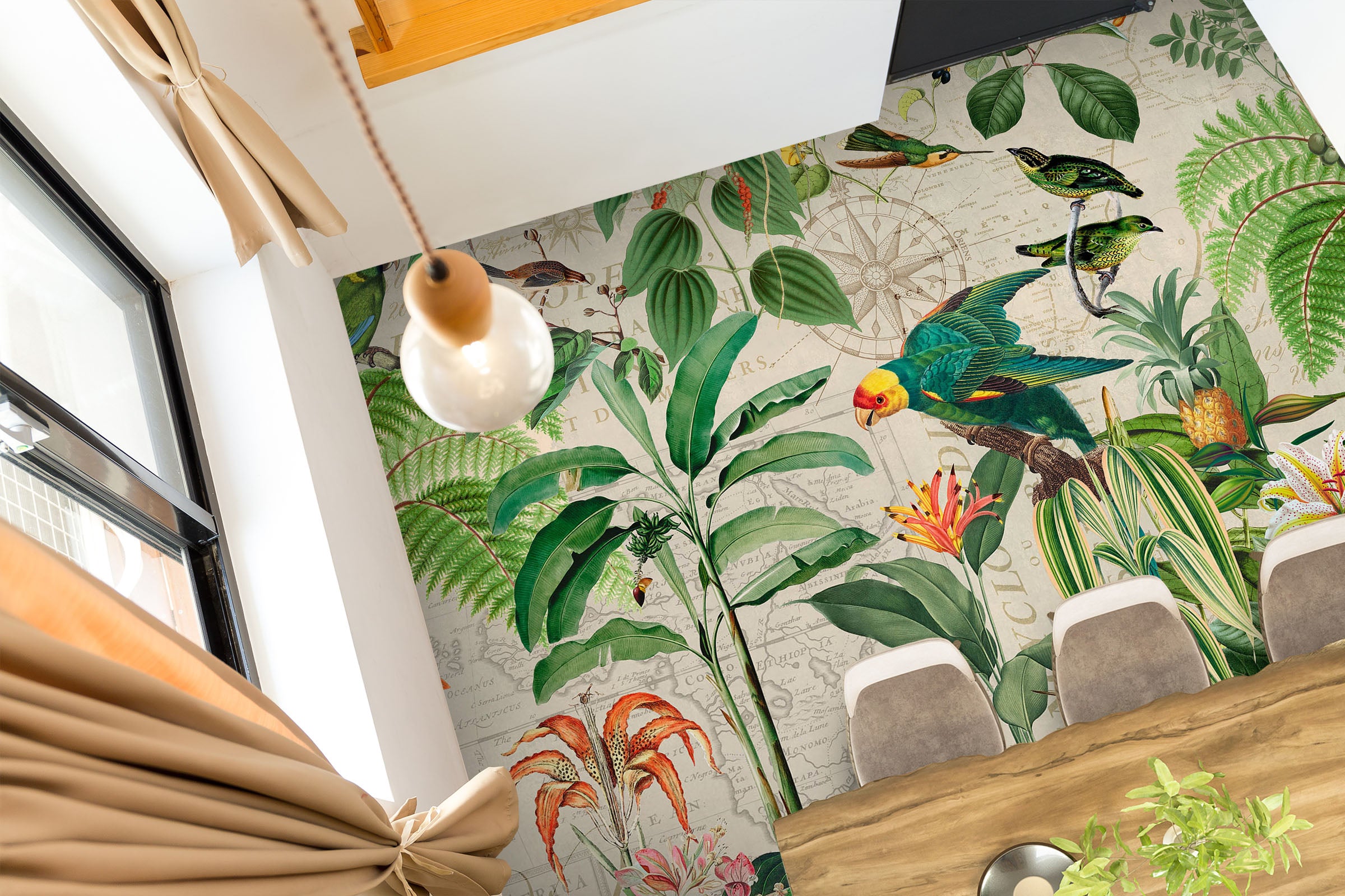3D Leaves Parrot 104163 Andrea Haase Floor Mural  Wallpaper Murals Self-Adhesive Removable Print Epoxy
