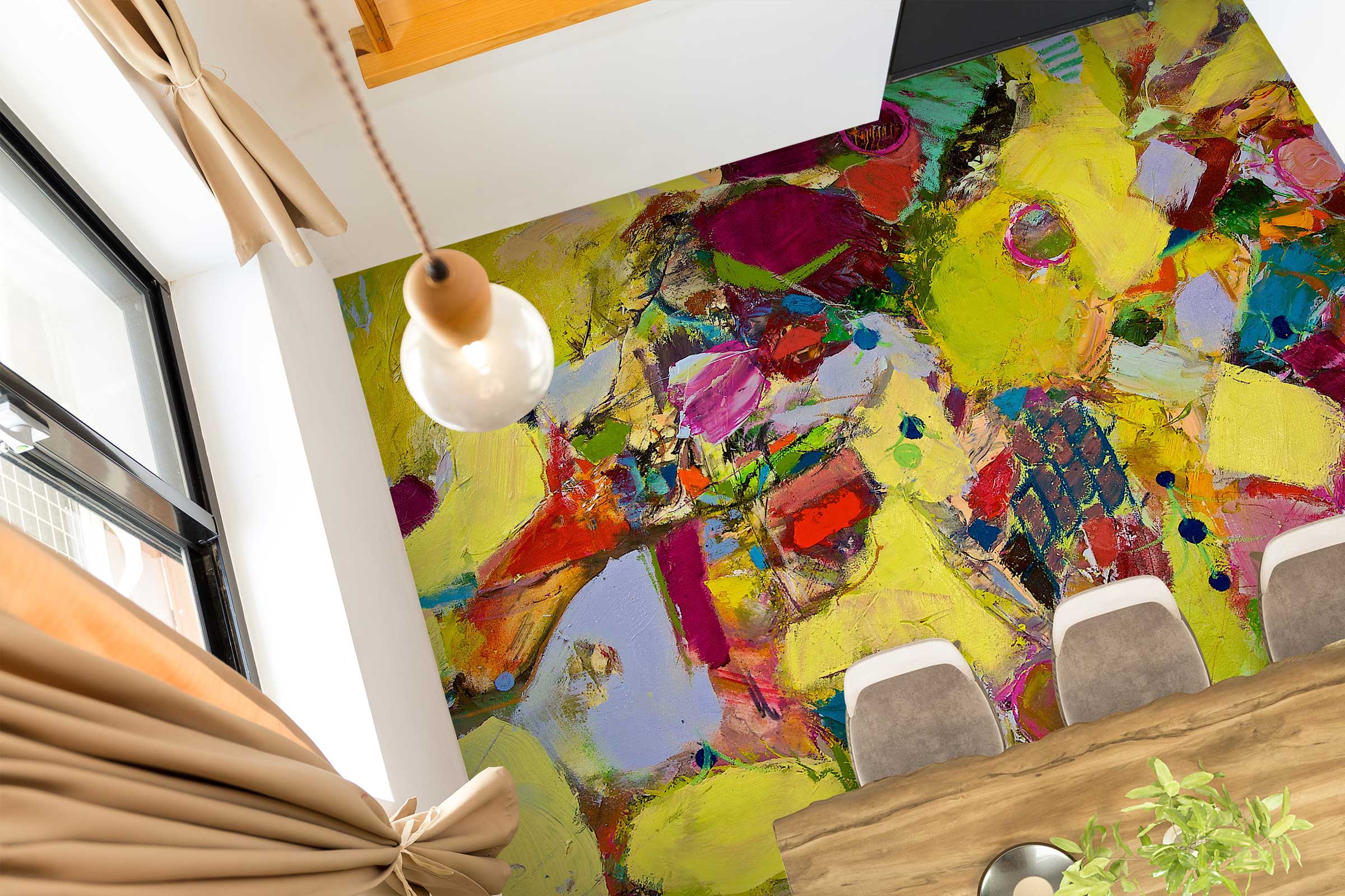 3D Yellow Color Brush Paint 9632 Allan P. Friedlander Floor Mural  Wallpaper Murals Self-Adhesive Removable Print Epoxy