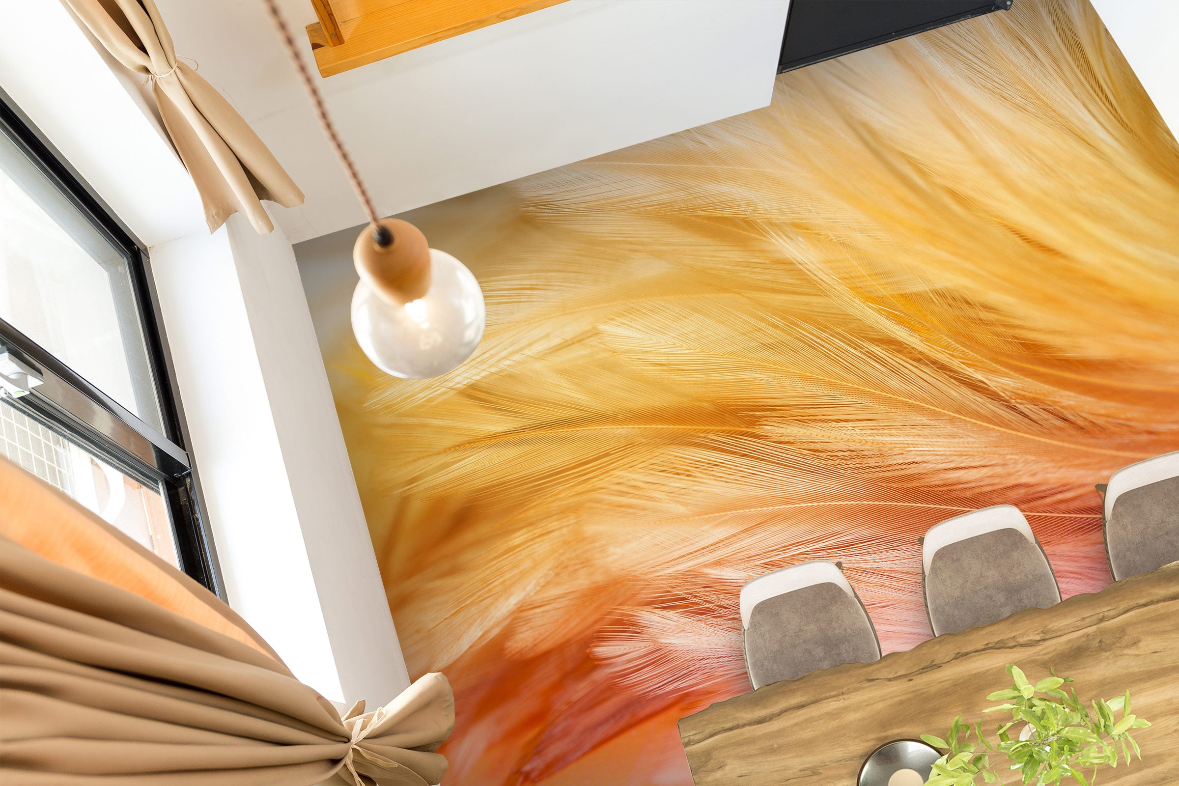 3D Warm Yellow Feathers 1140 Floor Mural  Wallpaper Murals Self-Adhesive Removable Print Epoxy