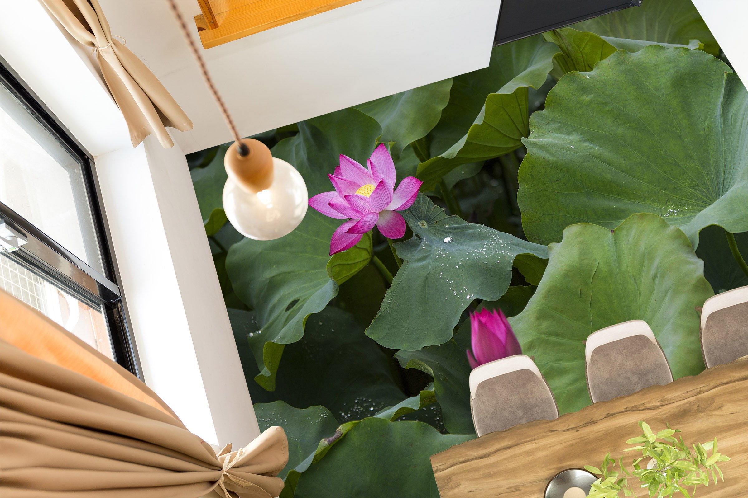 3D Deep Pink Lotus 1507 Floor Mural  Wallpaper Murals Self-Adhesive Removable Print Epoxy