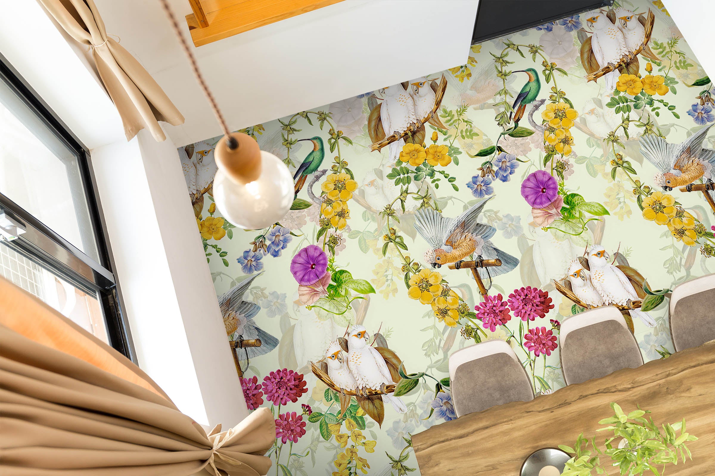 3D Flower Bird 99184 Uta Naumann Floor Mural  Wallpaper Murals Self-Adhesive Removable Print Epoxy