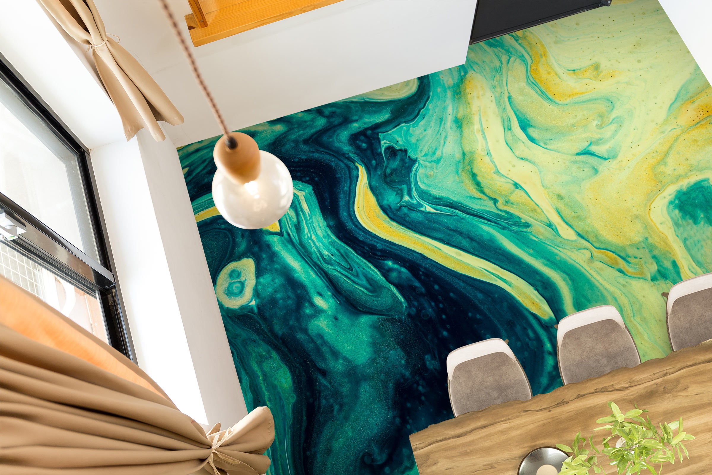 3D Yellow-green Fusion 1156 Floor Mural  Wallpaper Murals Self-Adhesive Removable Print Epoxy