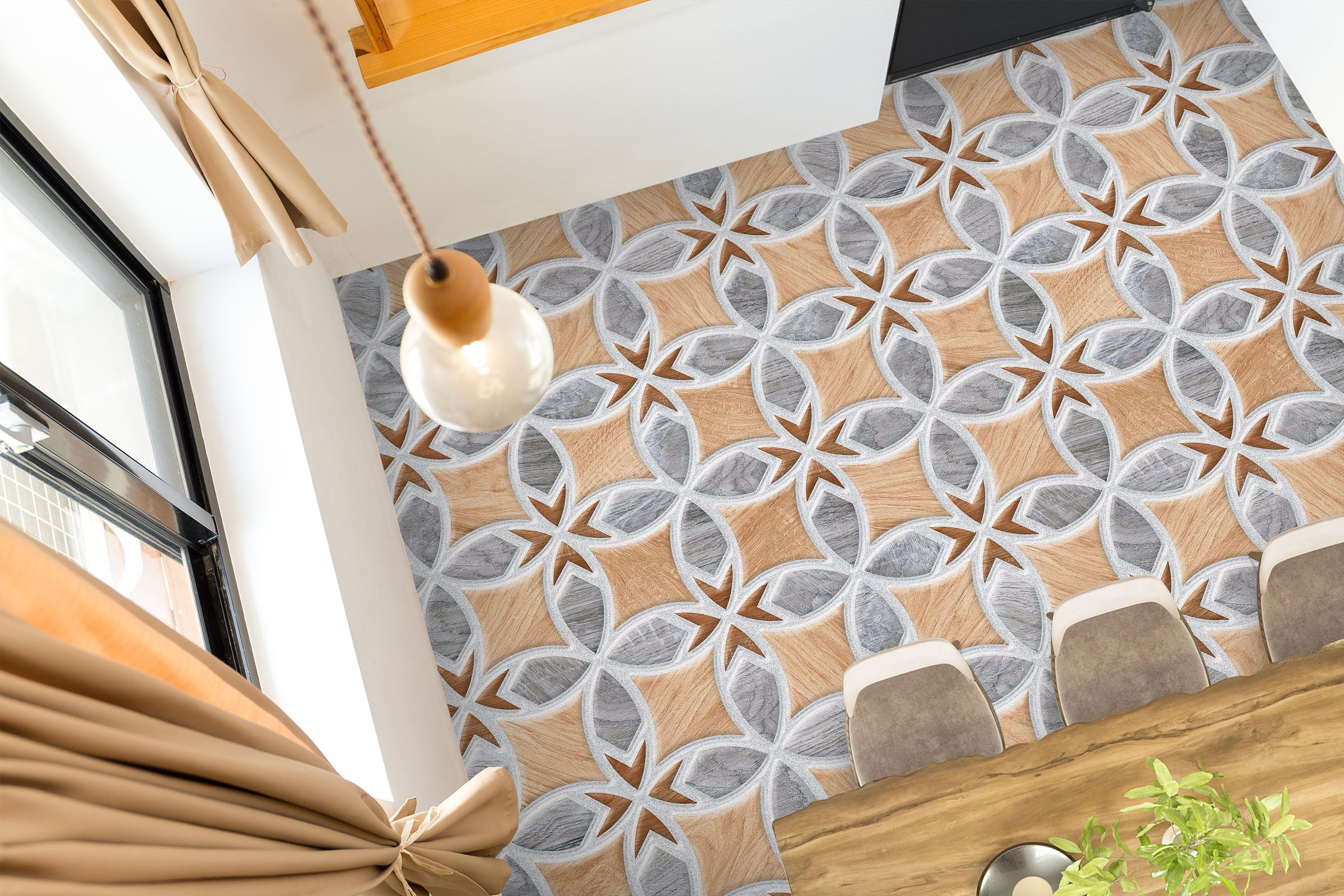 3D Delicate Blue Pattern 751 Floor Mural