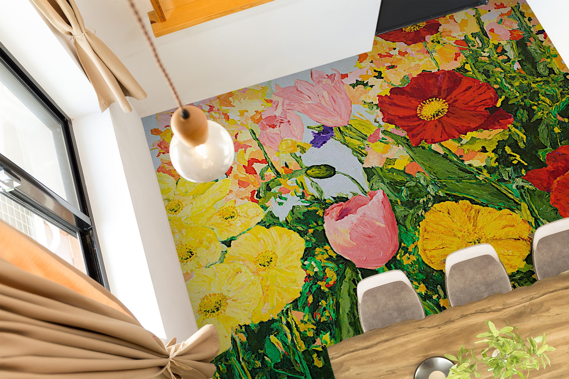 3D Color Flowers Painting 9566 Allan P. Friedlander Floor Mural  Wallpaper Murals Self-Adhesive Removable Print Epoxy