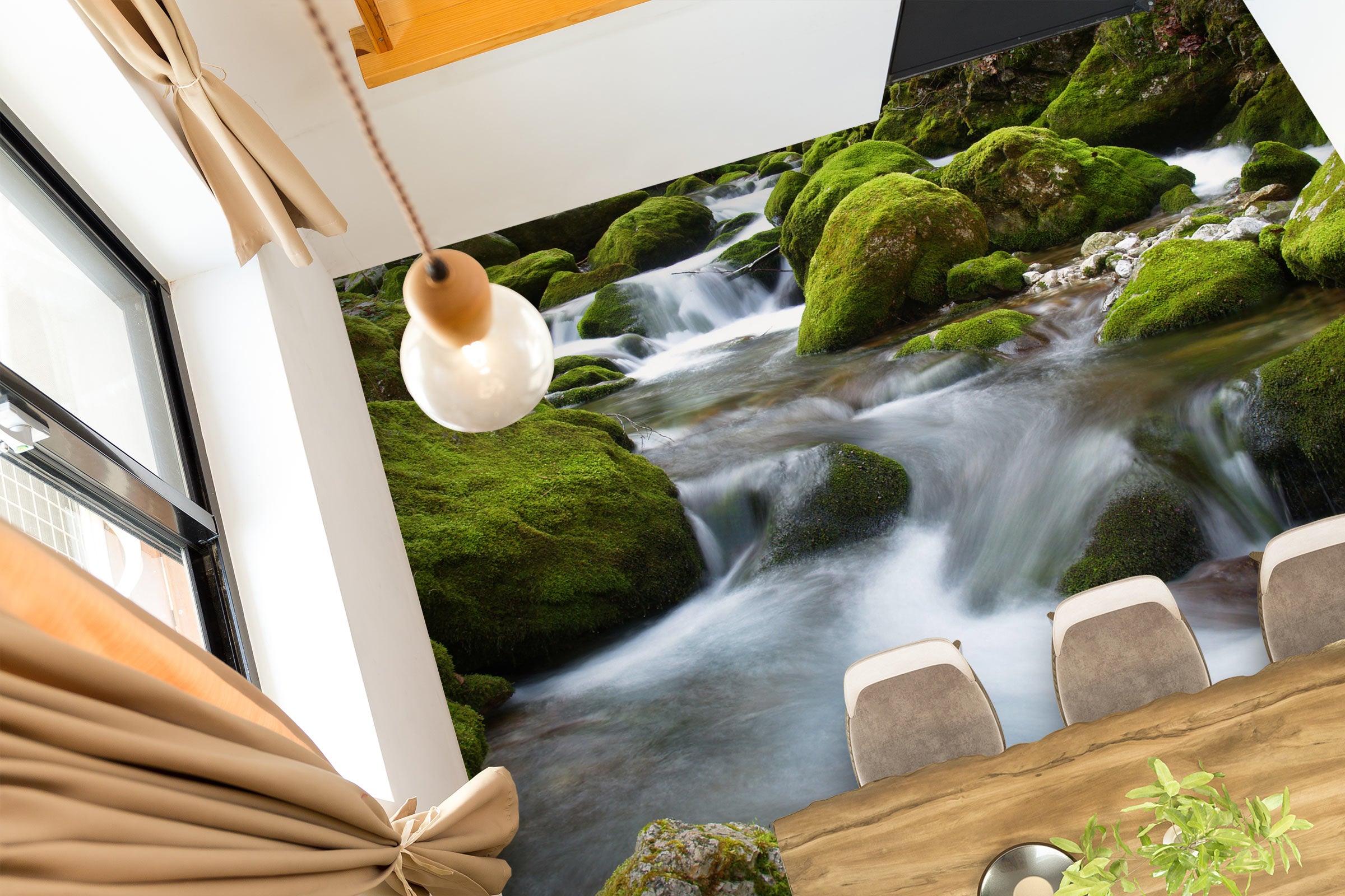 3D Green Stones And Running Water 609 Floor Mural  Wallpaper Murals Rug & Mat Print Epoxy waterproof bath floor