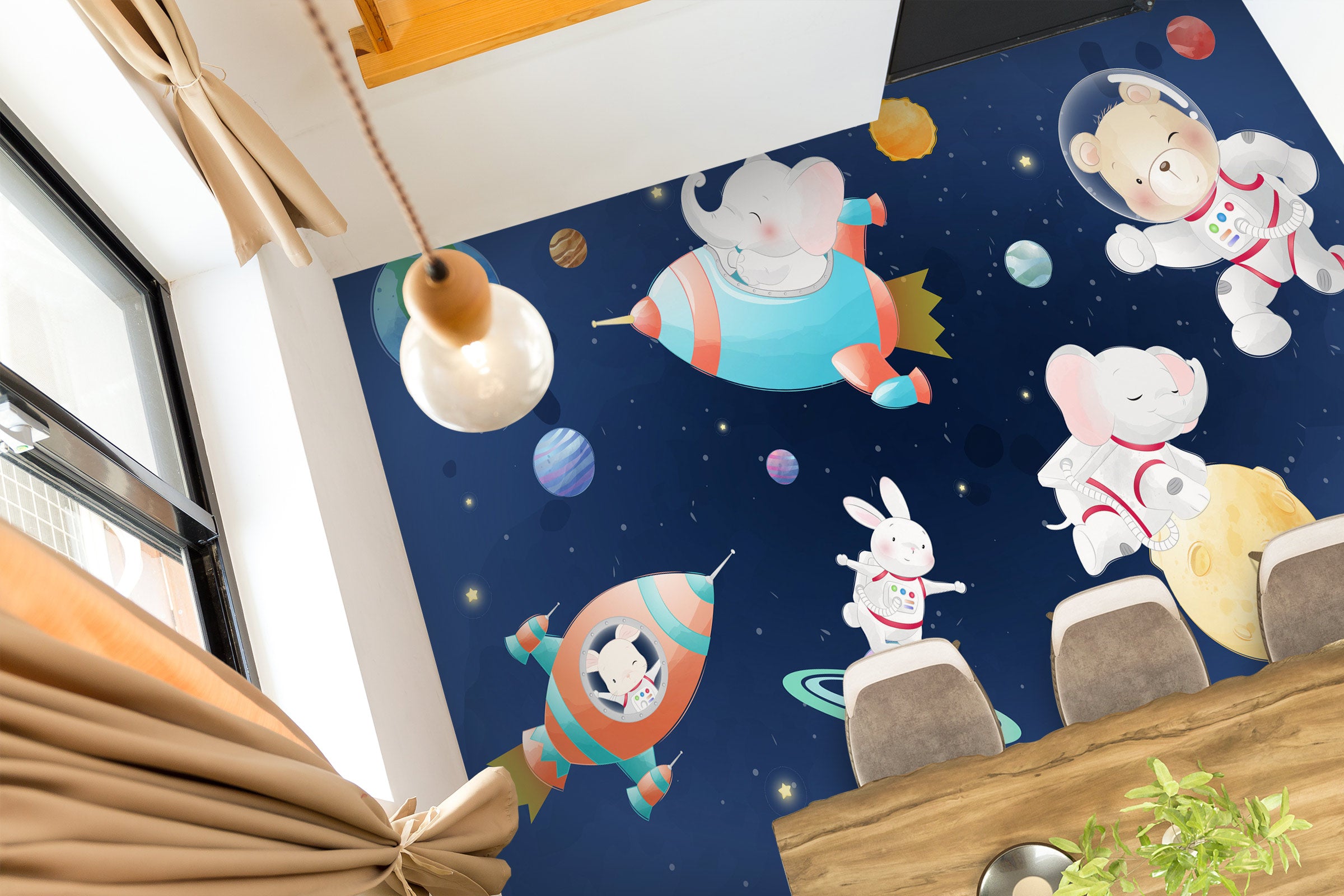 3D Space Animals 1125 Floor Mural  Wallpaper Murals Self-Adhesive Removable Print Epoxy