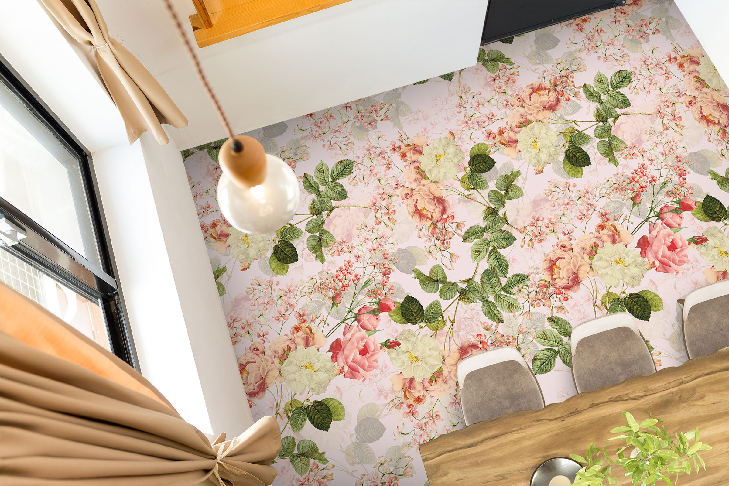 3D Pink Rose Pattern 99205 Uta Naumann Floor Mural  Wallpaper Murals Self-Adhesive Removable Print Epoxy