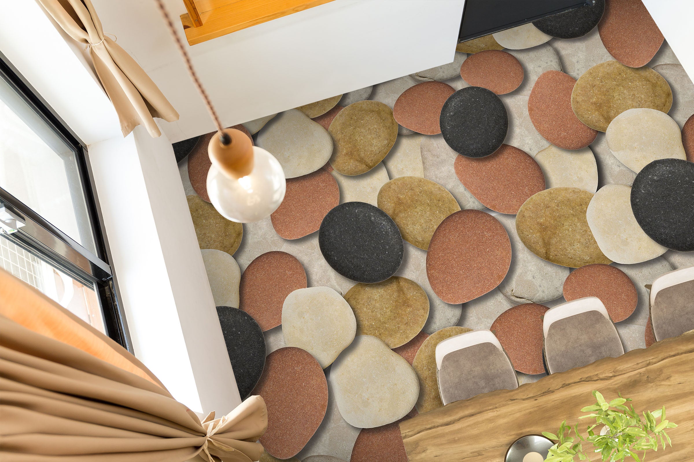 3D Pebbles Of Four Colors 763 Floor Mural  Wallpaper Murals Rug & Mat Print Epoxy waterproof bath floor