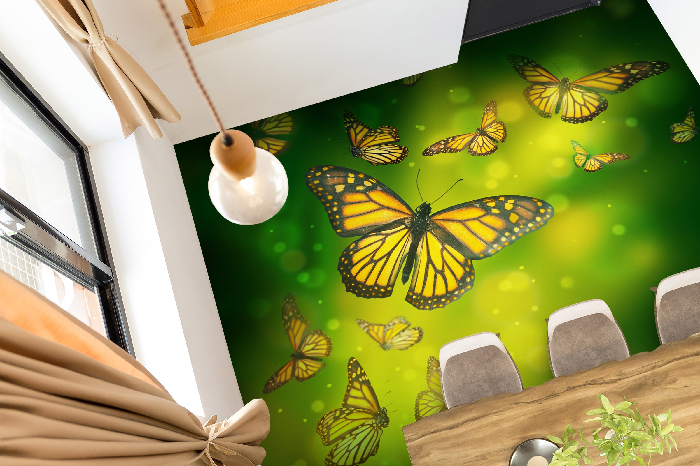 3D Fantasy Yellow Butterflies 520 Floor Mural  Wallpaper Murals Rug & Mat Print Epoxy waterproof bath floor