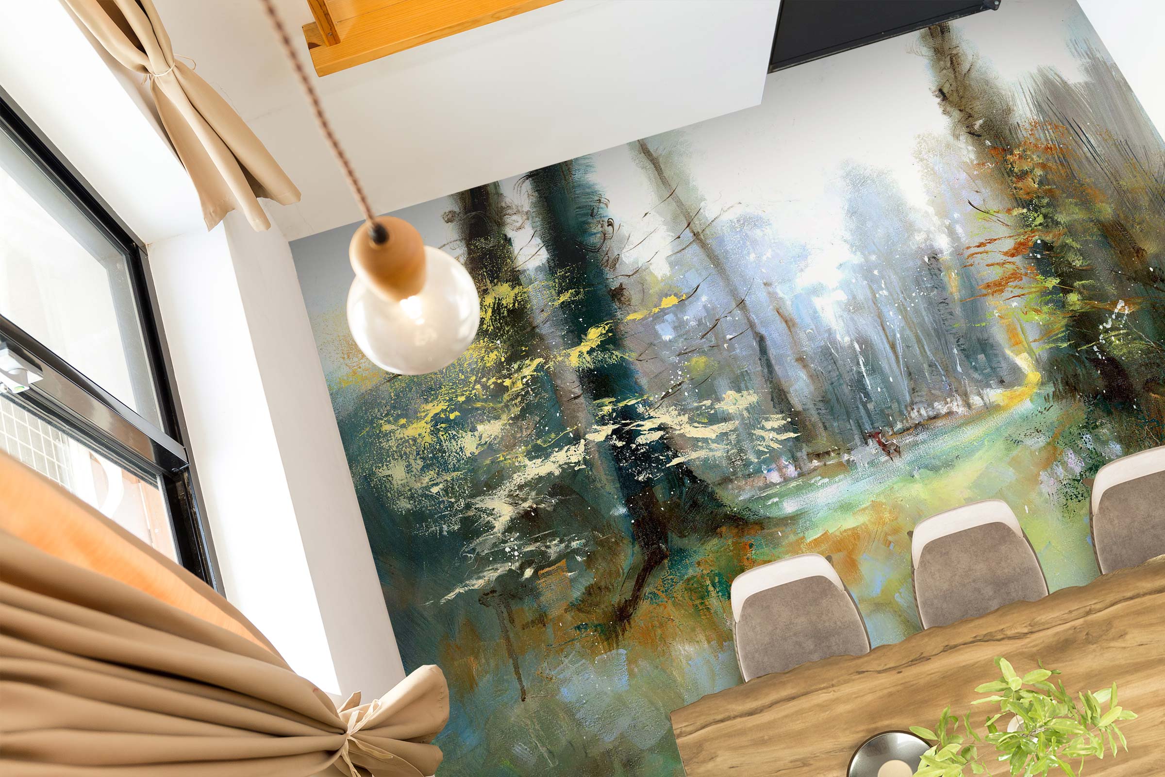 3D Trees Woods 99174 Anne Farrall Doyle Floor Mural  Wallpaper Murals Self-Adhesive Removable Print Epoxy
