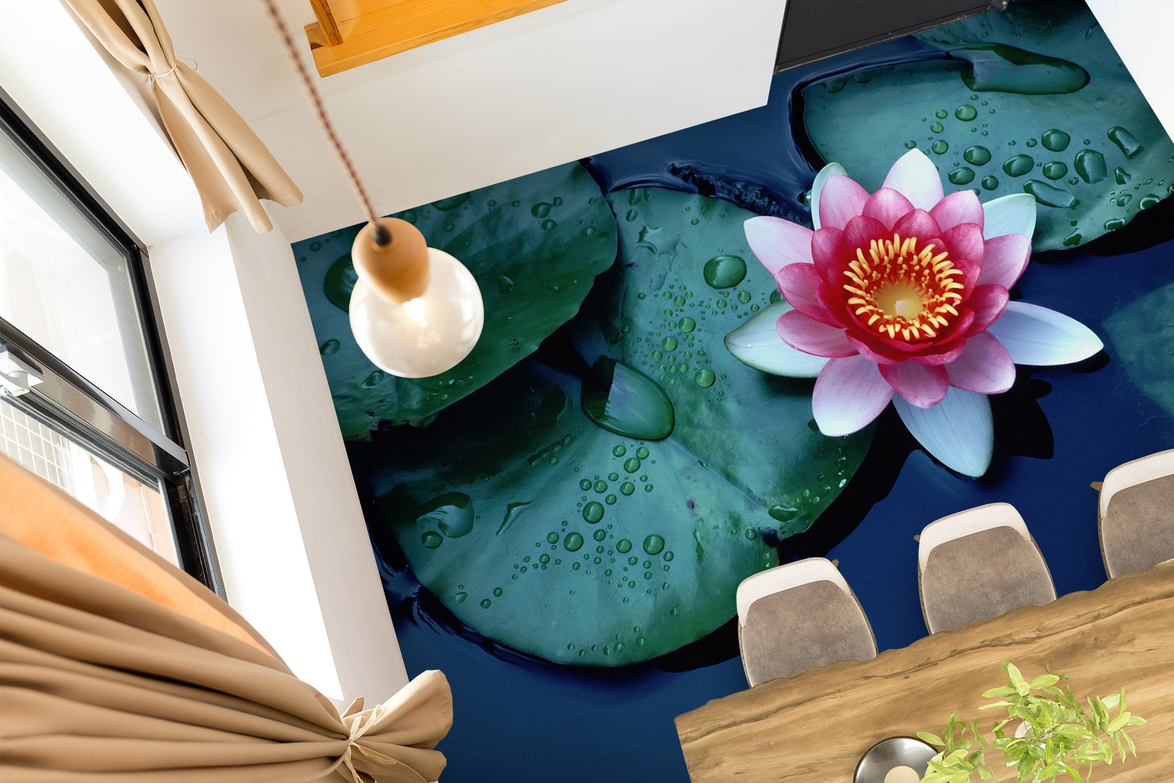 3D Delicate Water Lily 1482 Floor Mural  Wallpaper Murals Self-Adhesive Removable Print Epoxy