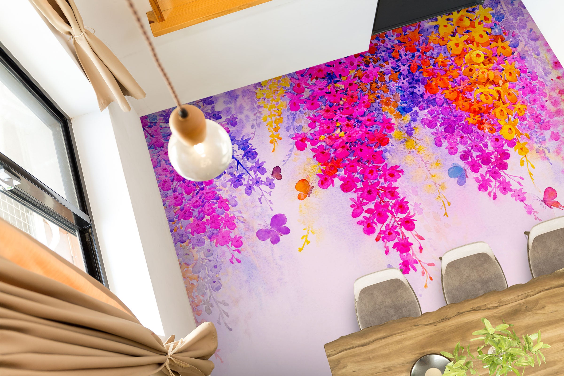 3D Dark Pink Flower Bunch 1232 Floor Mural  Wallpaper Murals Self-Adhesive Removable Print Epoxy