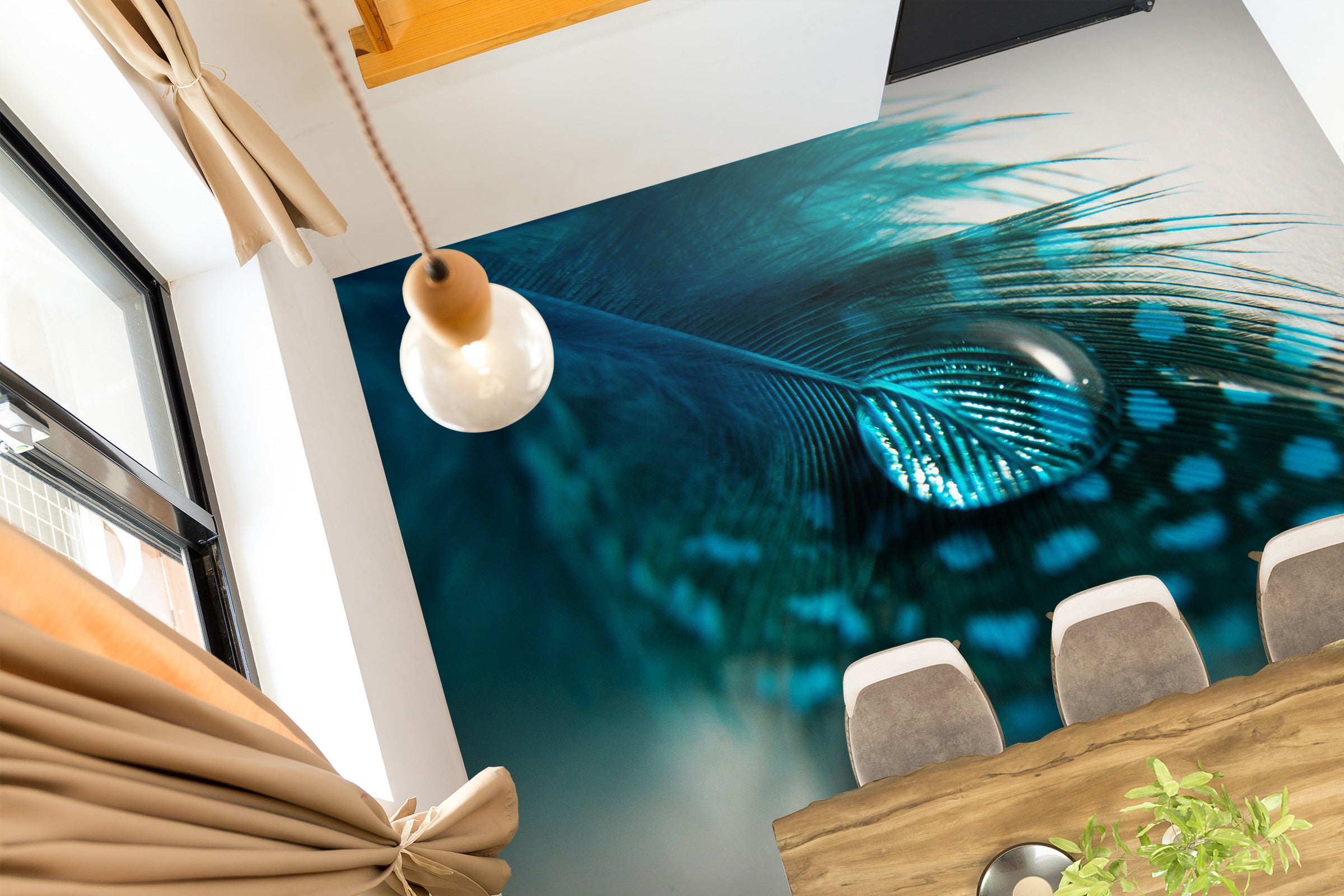 3D Water Drop And Feather 1111 Floor Mural  Wallpaper Murals Self-Adhesive Removable Print Epoxy