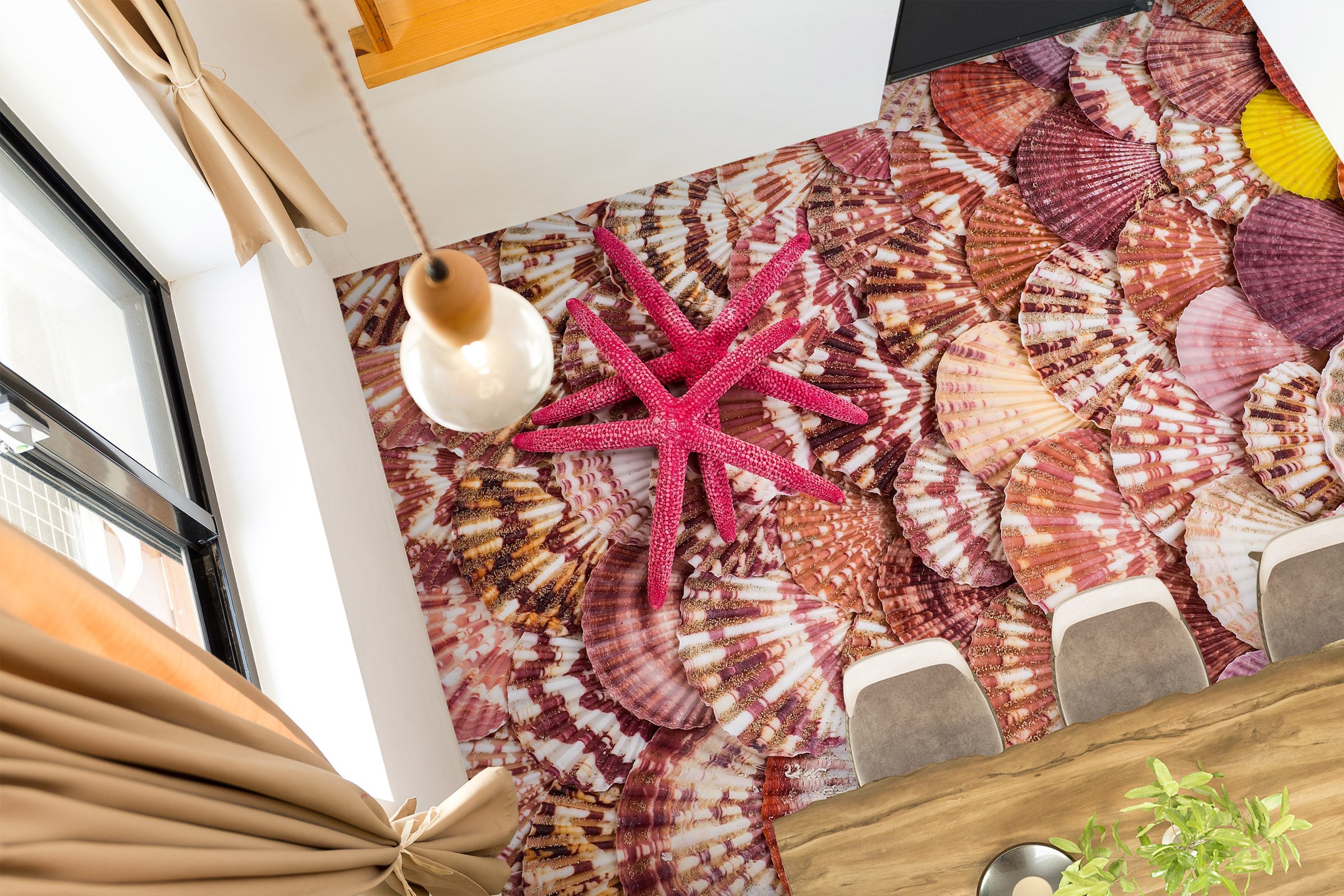 3D Dark Pink Starfish 337 Floor Mural  Wallpaper Murals Rug & Mat Print Epoxy waterproof bath floor