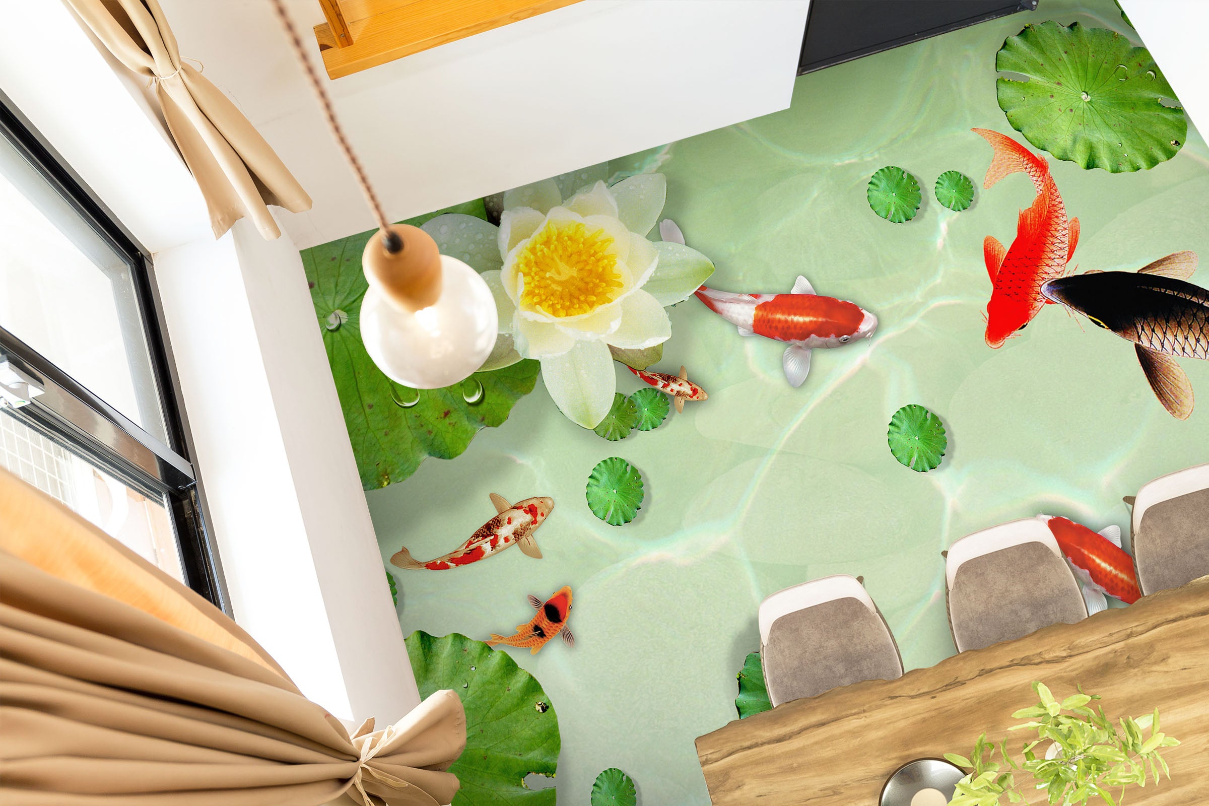 3D Literary Water Lily 1415 Floor Mural  Wallpaper Murals Self-Adhesive Removable Print Epoxy