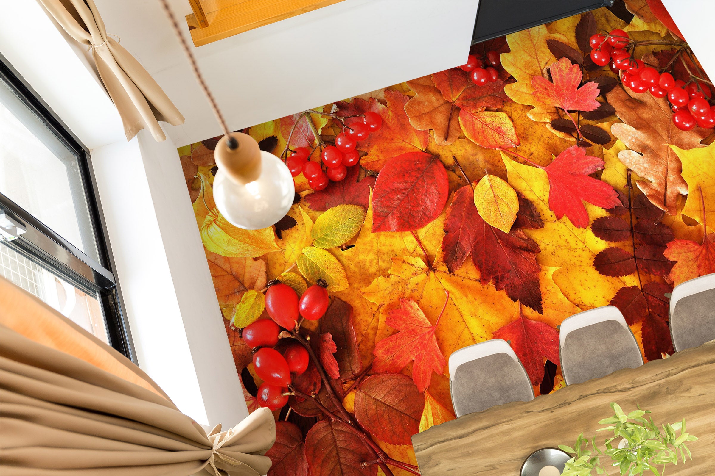 3D Full-bodied Autumn Leaves 726 Floor Mural  Wallpaper Murals Rug & Mat Print Epoxy waterproof bath floor
