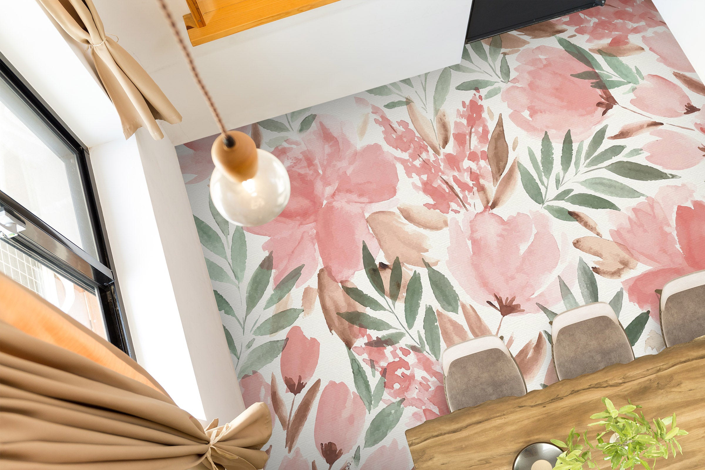 3D Light Pink Flower Painting 1274 Floor Mural  Wallpaper Murals Self-Adhesive Removable Print Epoxy