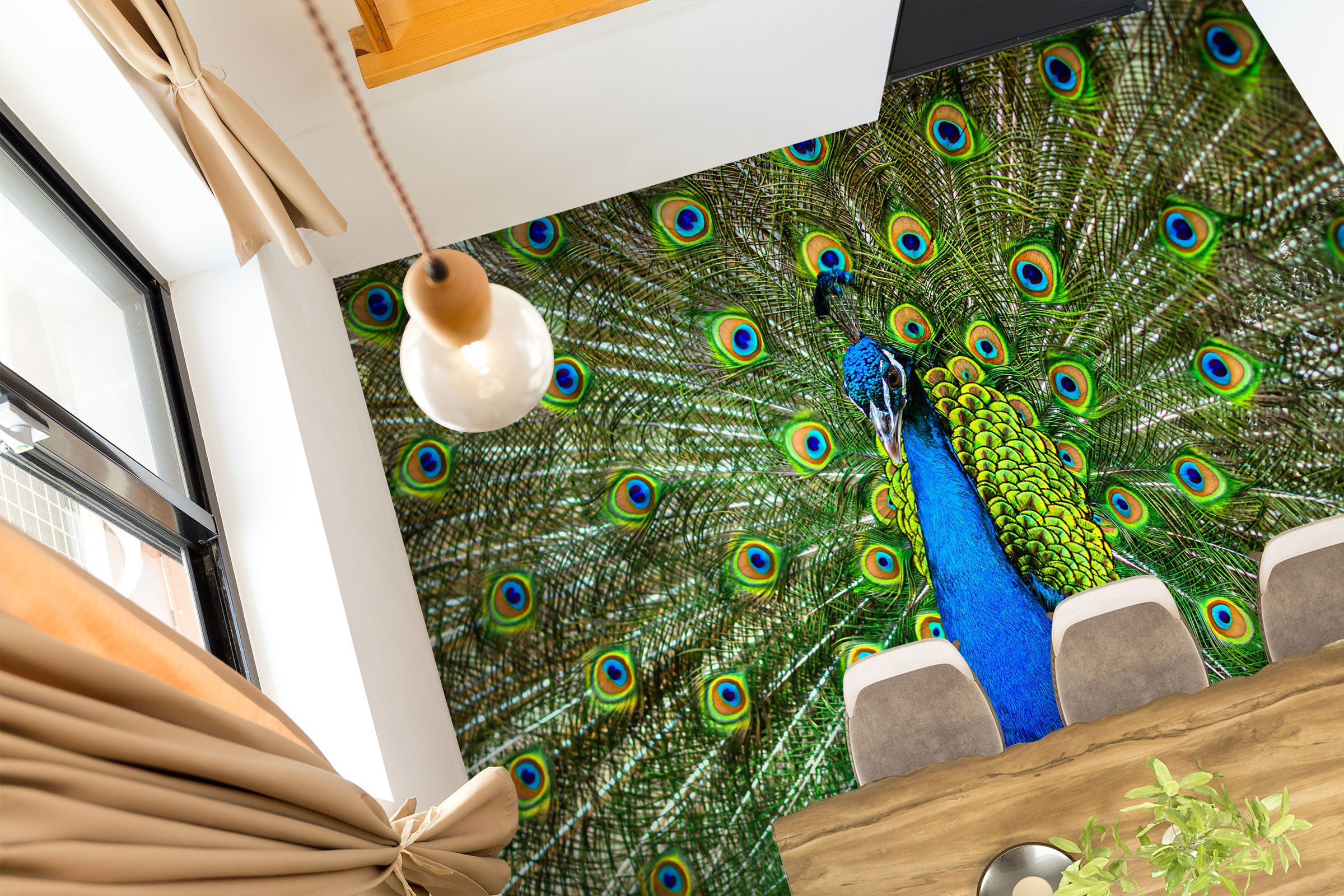 3D Haughty Peacock 1135 Floor Mural  Wallpaper Murals Self-Adhesive Removable Print Epoxy