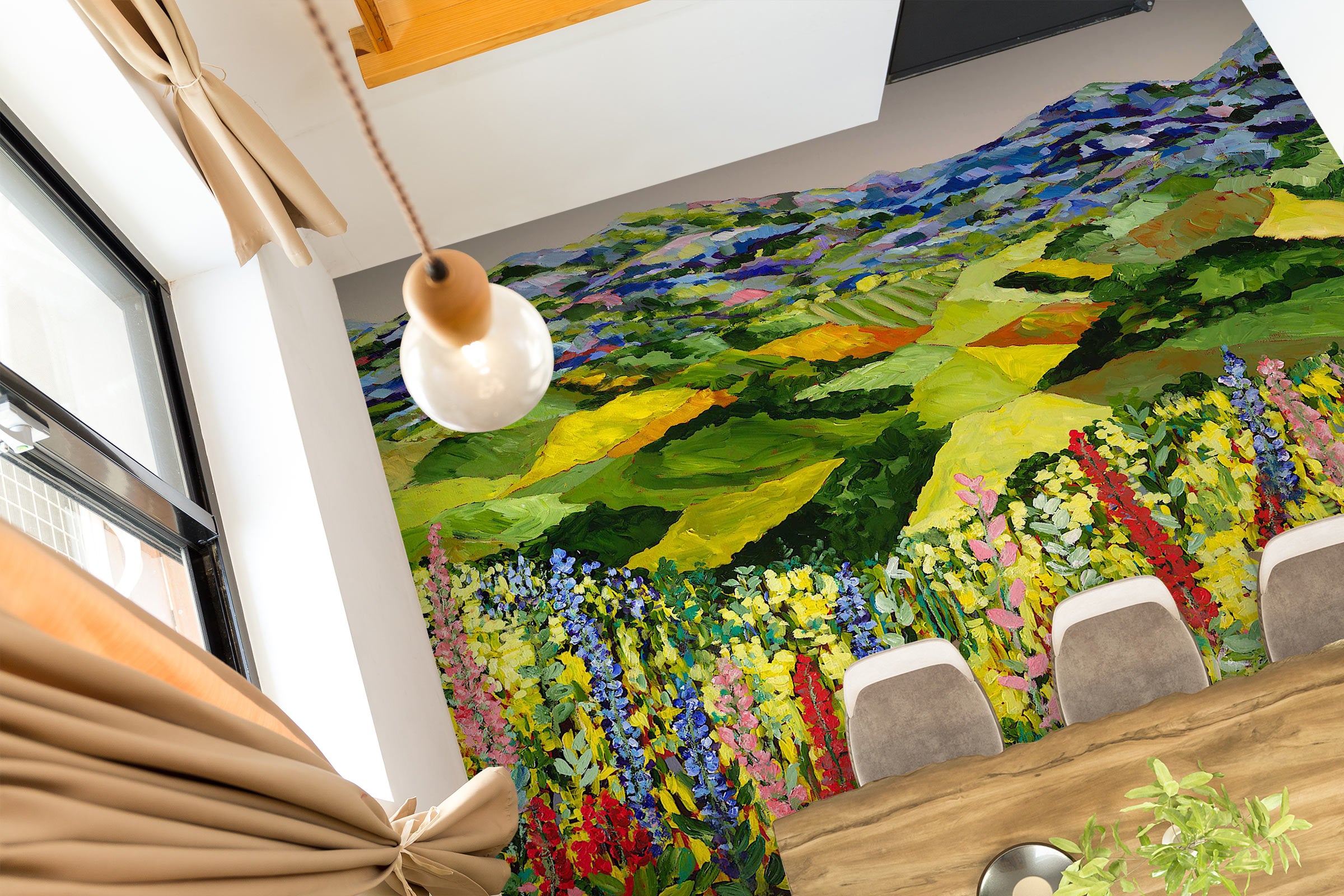 3D Field Colorful Flowers Painting 9545 Allan P. Friedlander Floor Mural  Wallpaper Murals Self-Adhesive Removable Print Epoxy