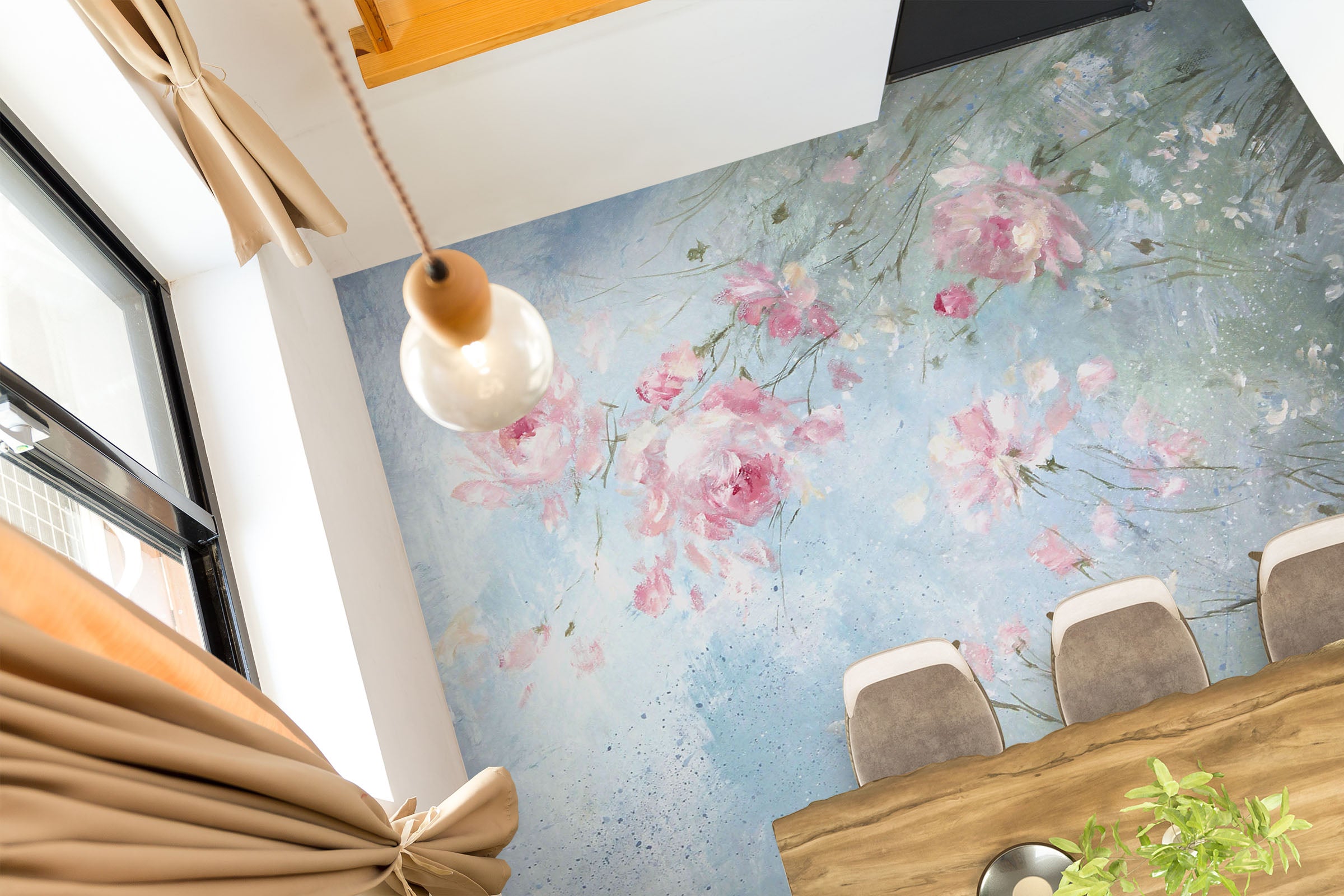 3D Pink Flower Branch 9944 Debi Coules Floor Mural  Wallpaper Murals Self-Adhesive Removable Print Epoxy
