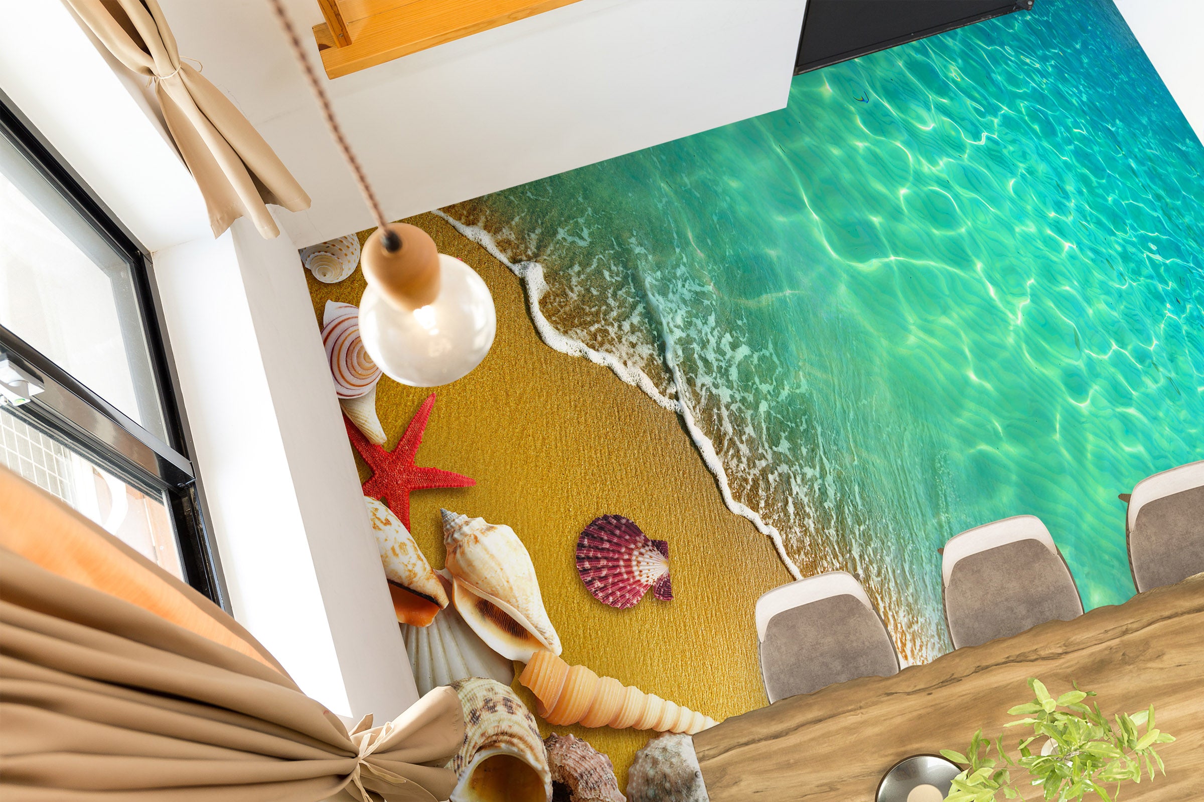 3D Red Starfish And Purple Seashells 284 Floor Mural  Wallpaper Murals Rug & Mat Print Epoxy waterproof bath floor