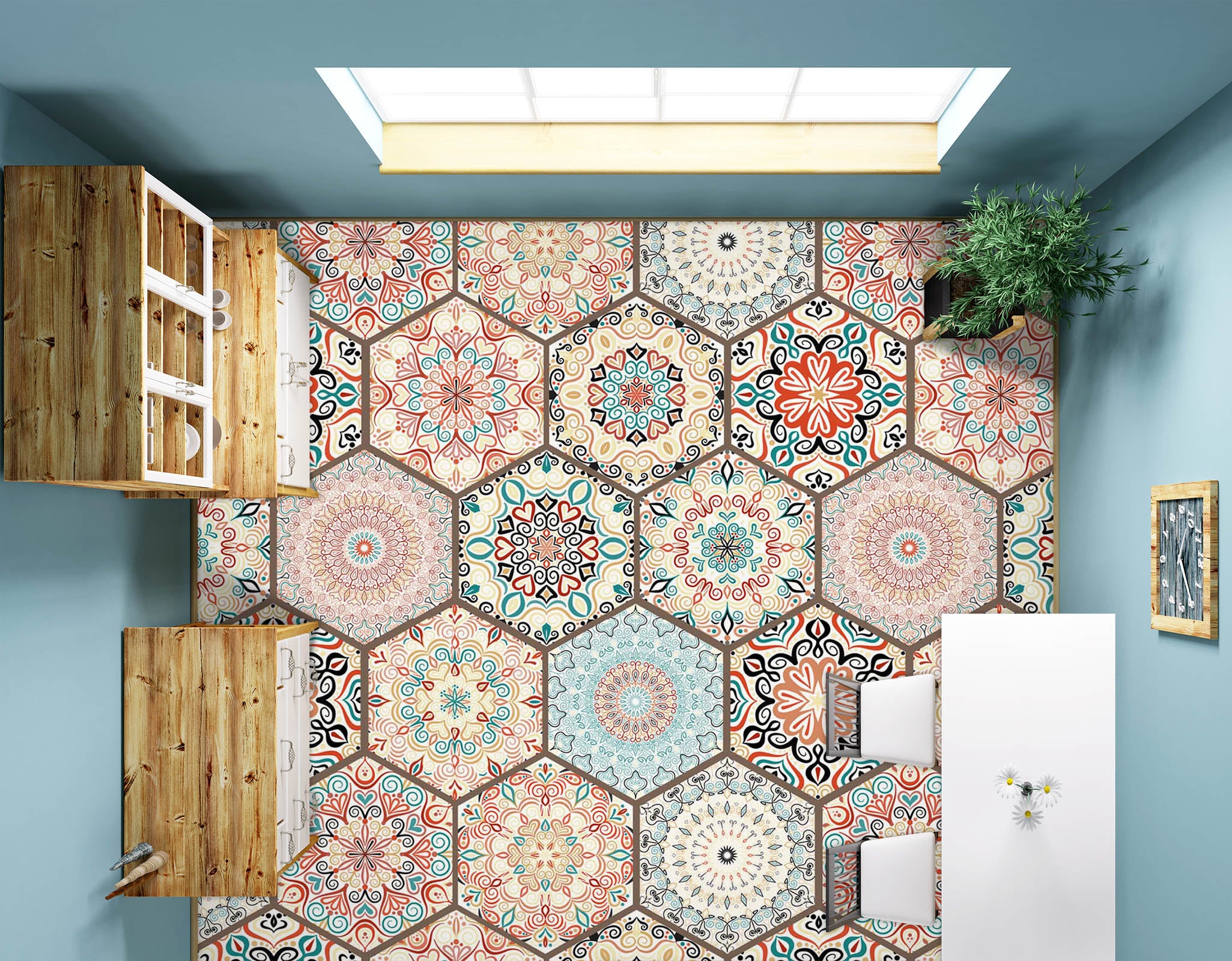 3D Hexagon Pattern 339 Floor Mural  Wallpaper Murals Rug & Mat Print Epoxy waterproof bath floor