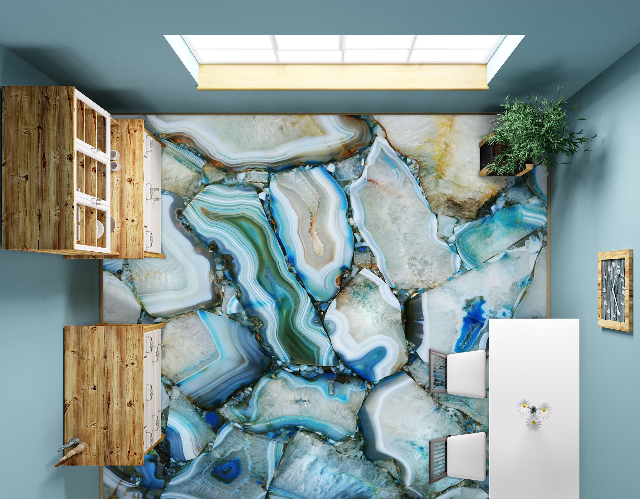 3D Fantasy Blue Art Texture 1044 Floor Mural  Wallpaper Murals Self-Adhesive Removable Print Epoxy