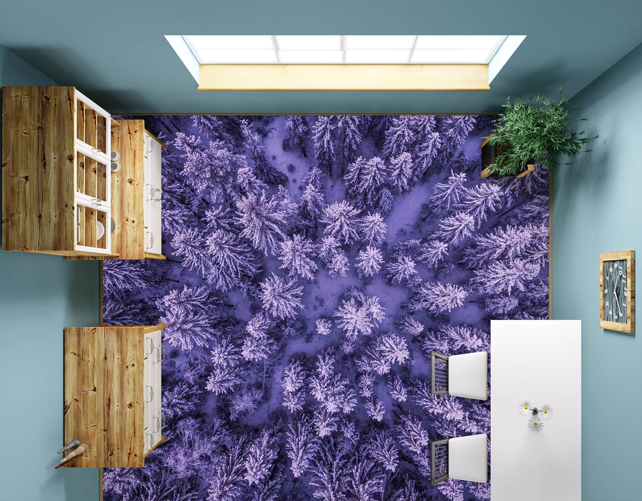 3D Purple Cedar Forest 1498 Floor Mural  Wallpaper Murals Self-Adhesive Removable Print Epoxy