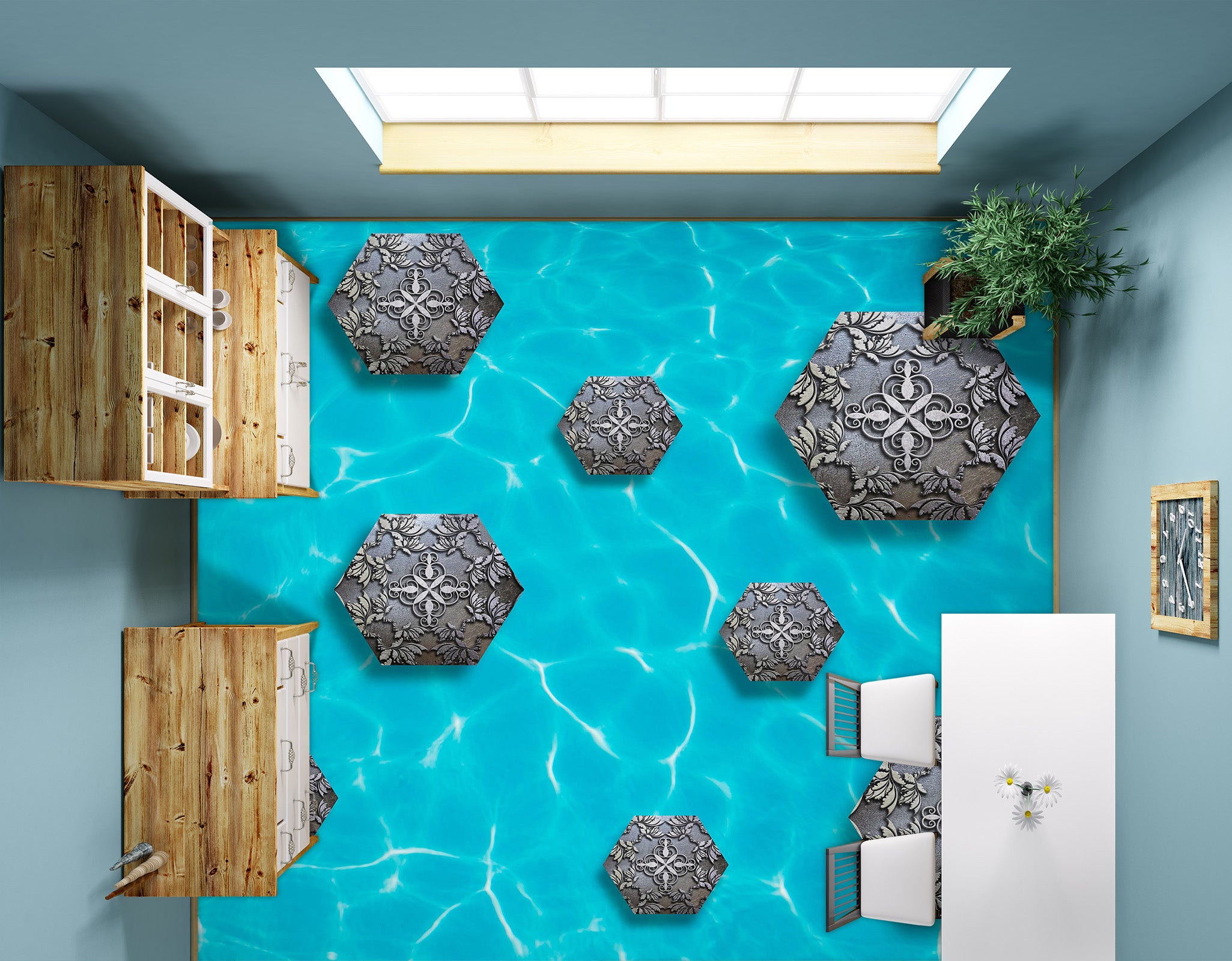 3D Grey Stone Pattern 760 Floor Mural  Wallpaper Murals Rug & Mat Print Epoxy waterproof bath floor