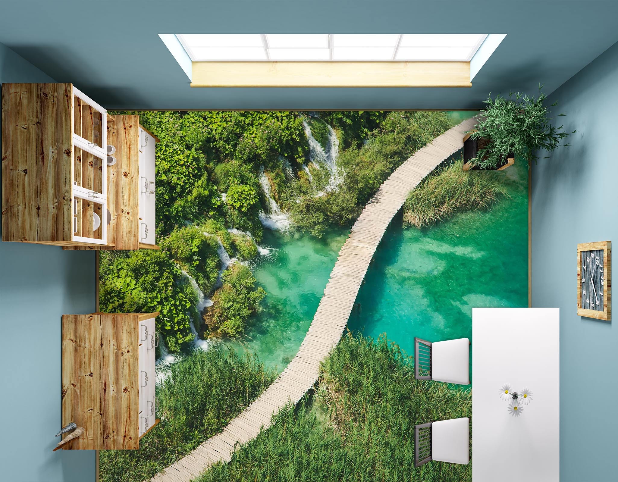 3D Long Wooden Bridge 831 Floor Mural  Wallpaper Murals Rug & Mat Print Epoxy waterproof bath floor