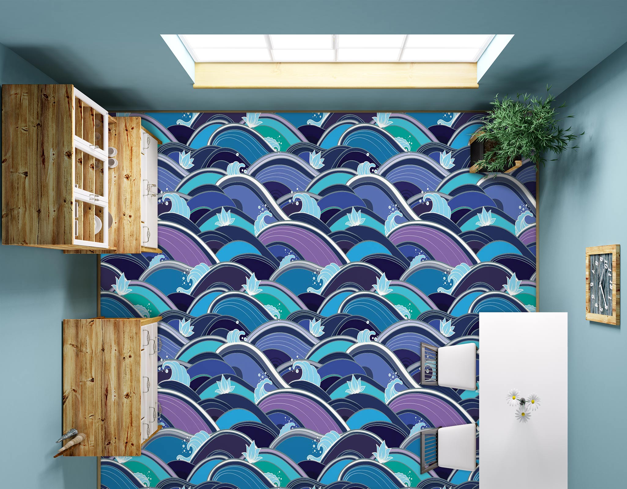 3D Cartoon Waves 1118 Floor Mural  Wallpaper Murals Self-Adhesive Removable Print Epoxy