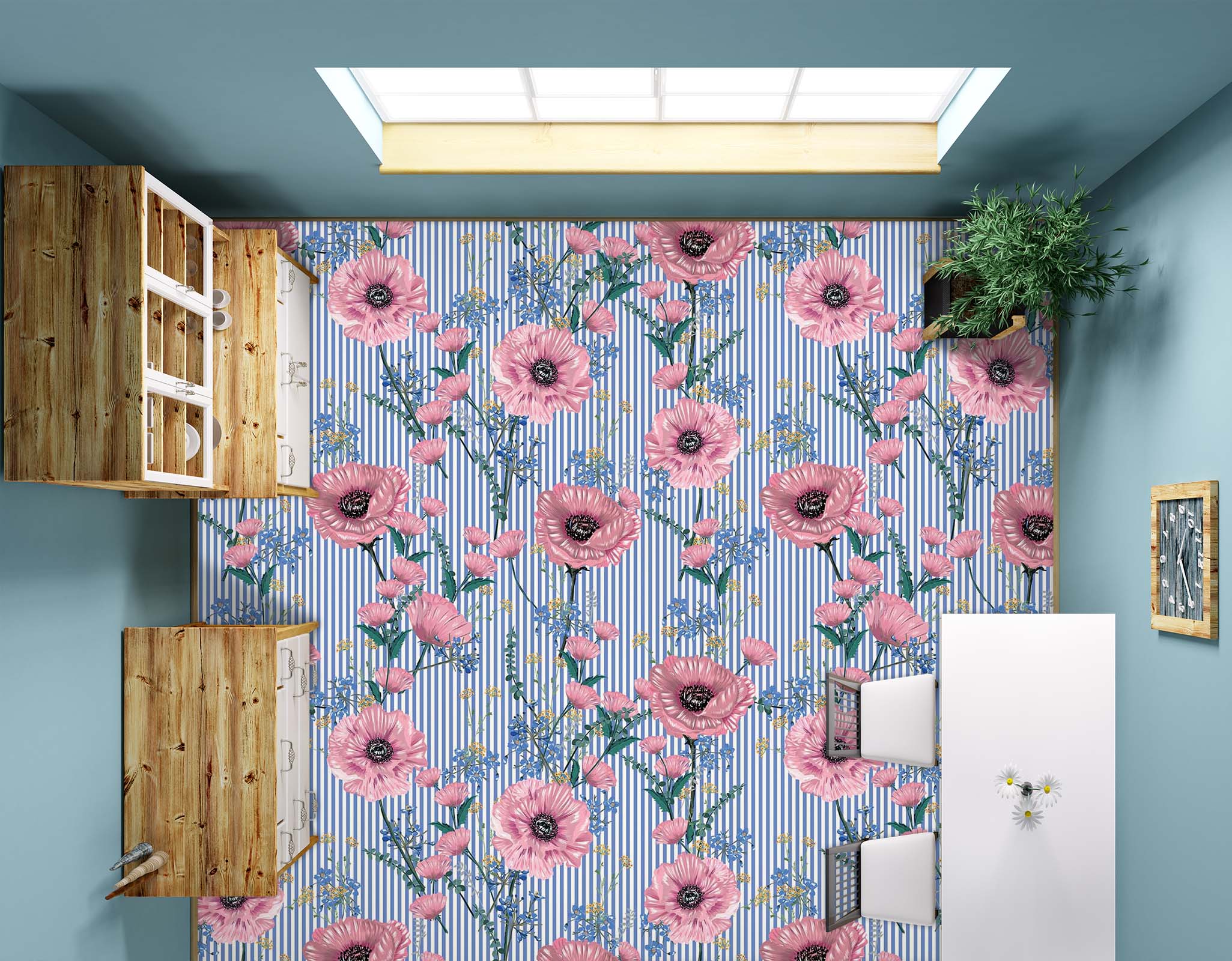 3D Elegant Pink Flowers 1237 Floor Mural  Wallpaper Murals Self-Adhesive Removable Print Epoxy