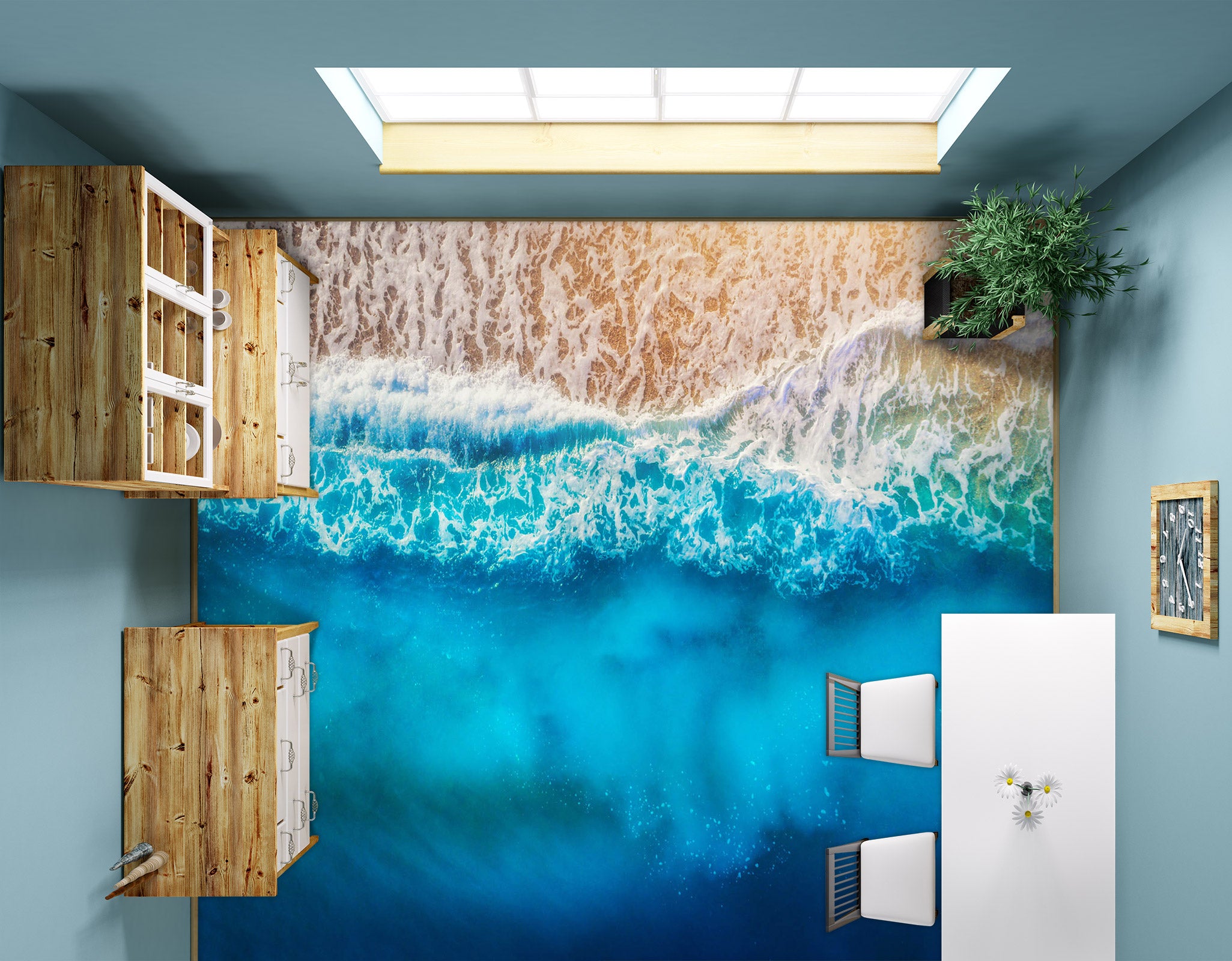 3D Bright Blue Ocean Waves 403 Floor Mural  Wallpaper Murals Rug & Mat Print Epoxy waterproof bath floor