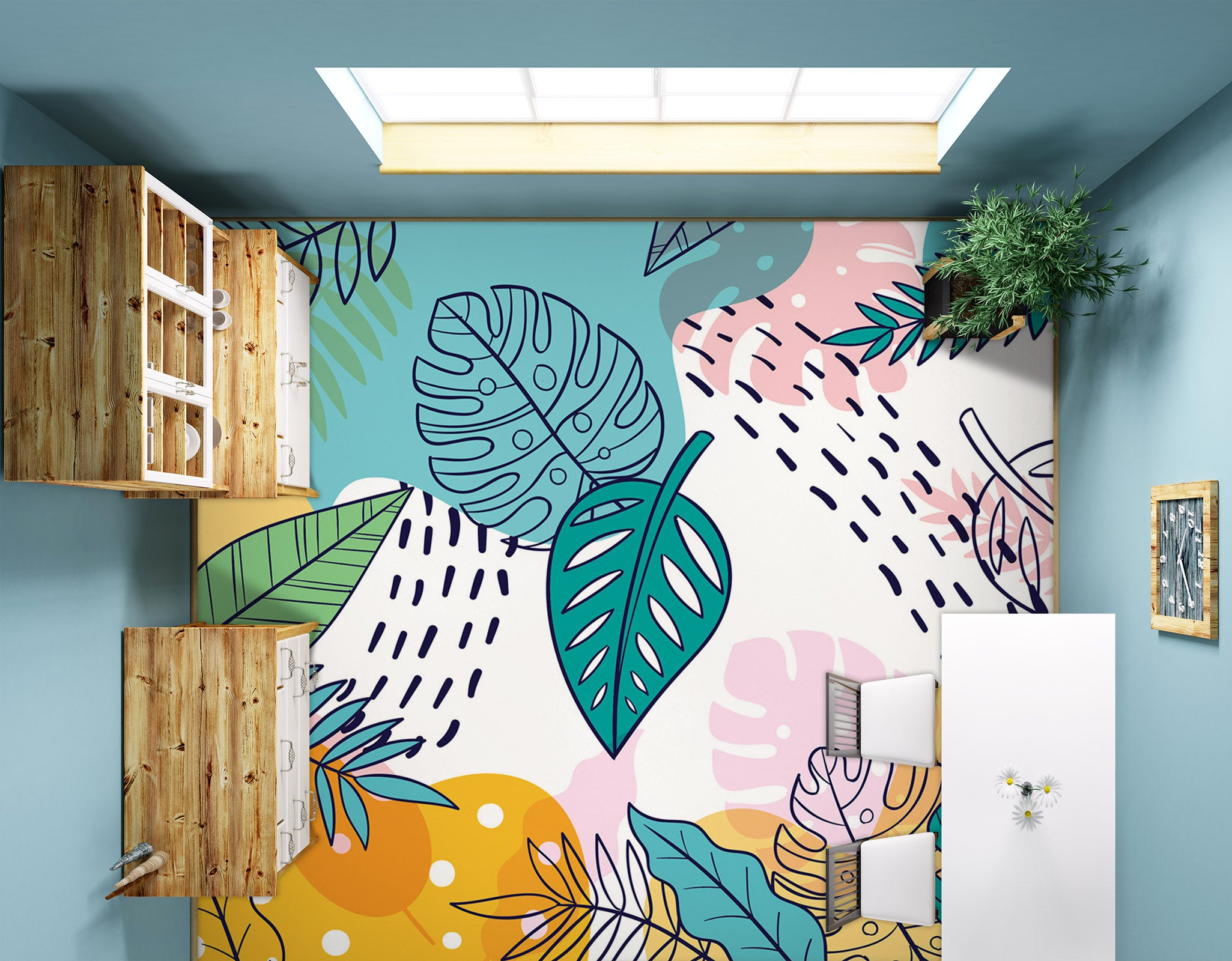 3D Wide Leaf Art 1279 Floor Mural  Wallpaper Murals Self-Adhesive Removable Print Epoxy