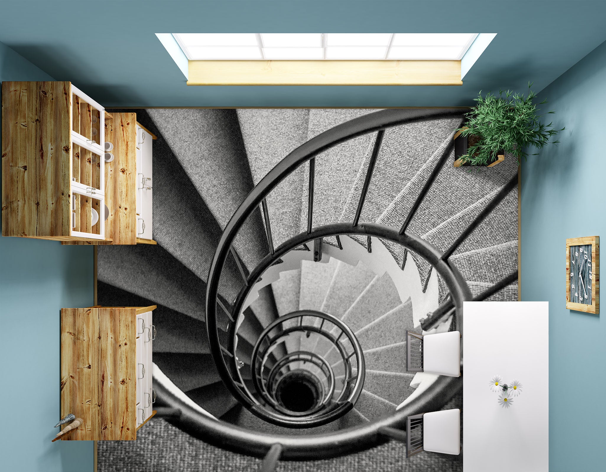 3D Grey Spiral Staircase 814 Floor Mural  Wallpaper Murals Rug & Mat Print Epoxy waterproof bath floor