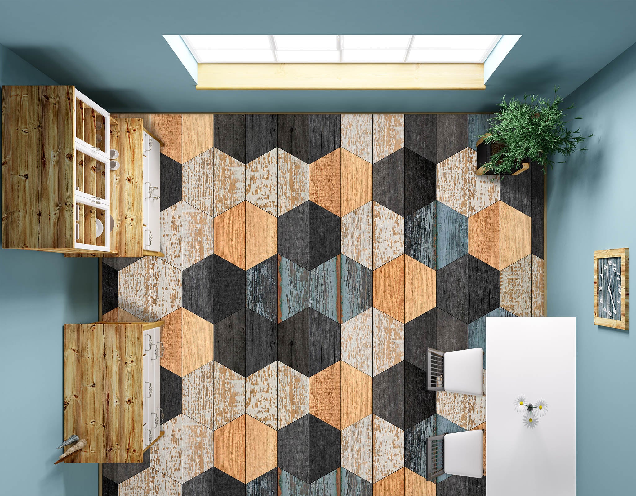 3D Hexagon Stitching 866 Floor Mural  Wallpaper Murals Rug & Mat Print Epoxy waterproof bath floor
