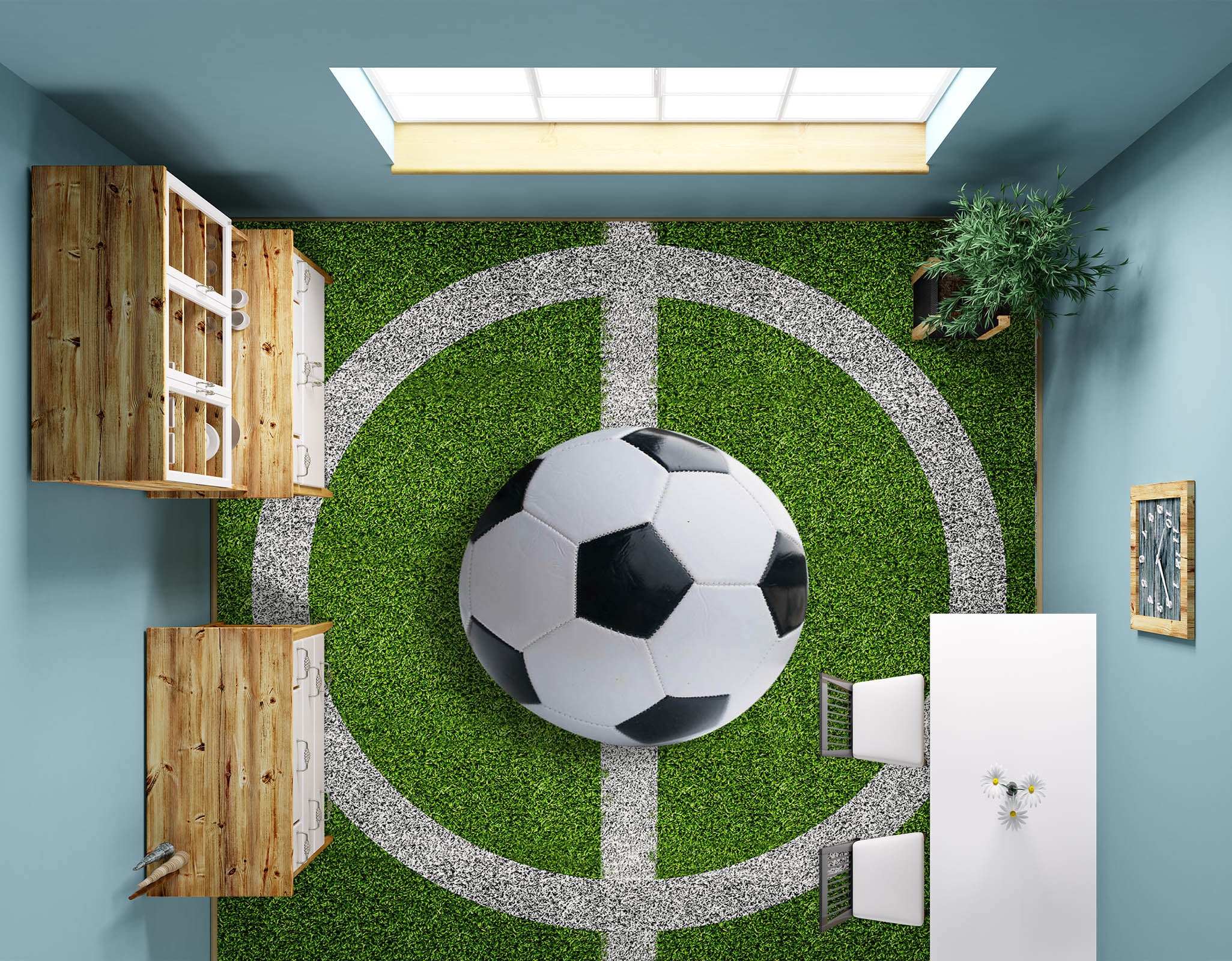 3D Football Charm 1485 Floor Mural  Wallpaper Murals Self-Adhesive Removable Print Epoxy