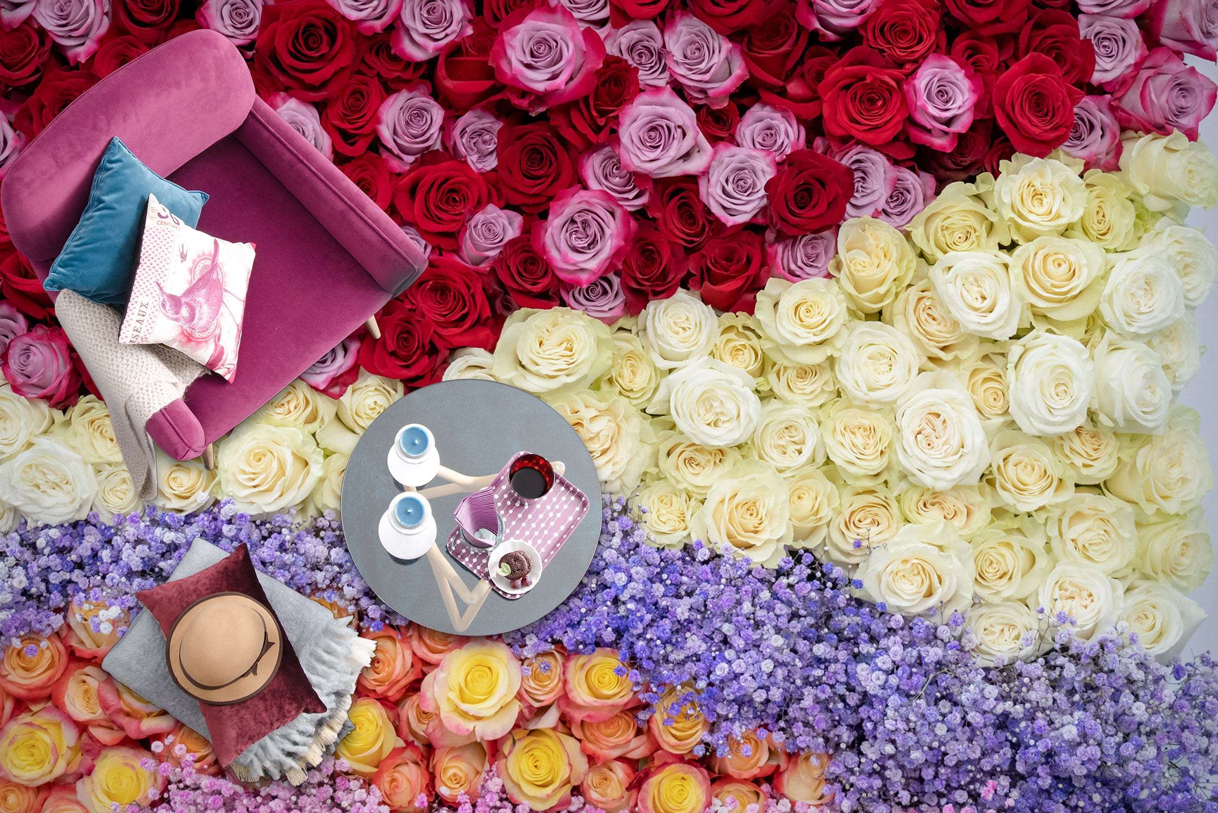 3D Four Kinds Of Flowers 412 Floor Mural  Wallpaper Murals Rug & Mat Print Epoxy waterproof bath floor